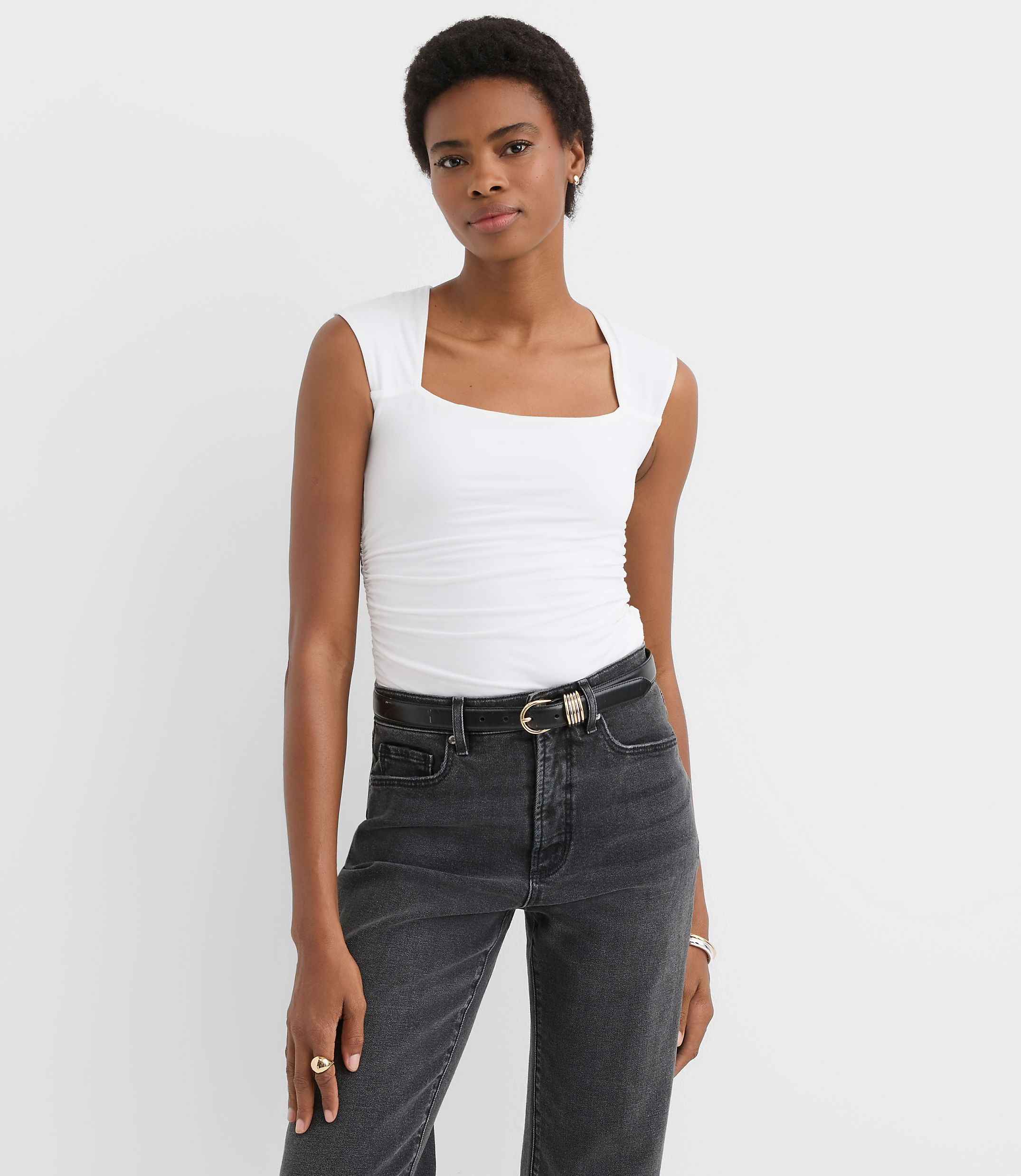 Ruched Square Neck Top