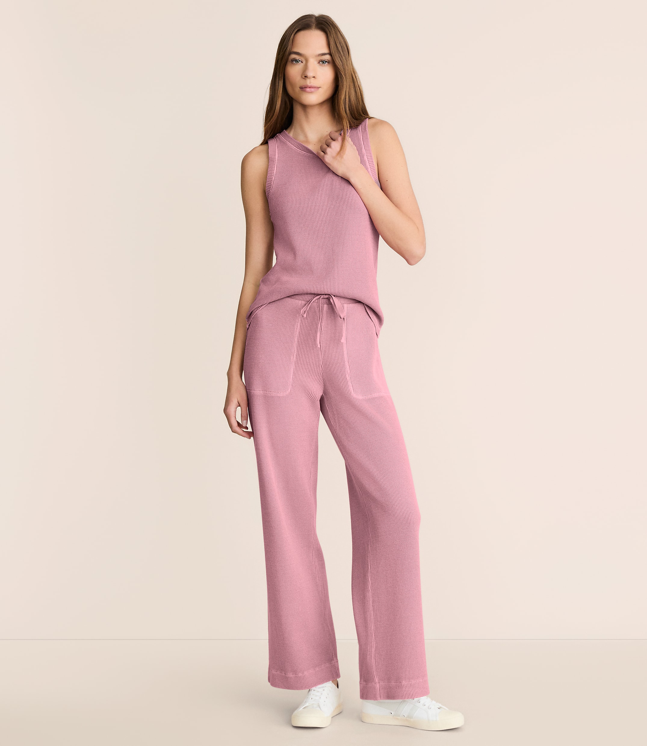 Lou & Grey Garment Dyed Waffle Wide Leg Pants