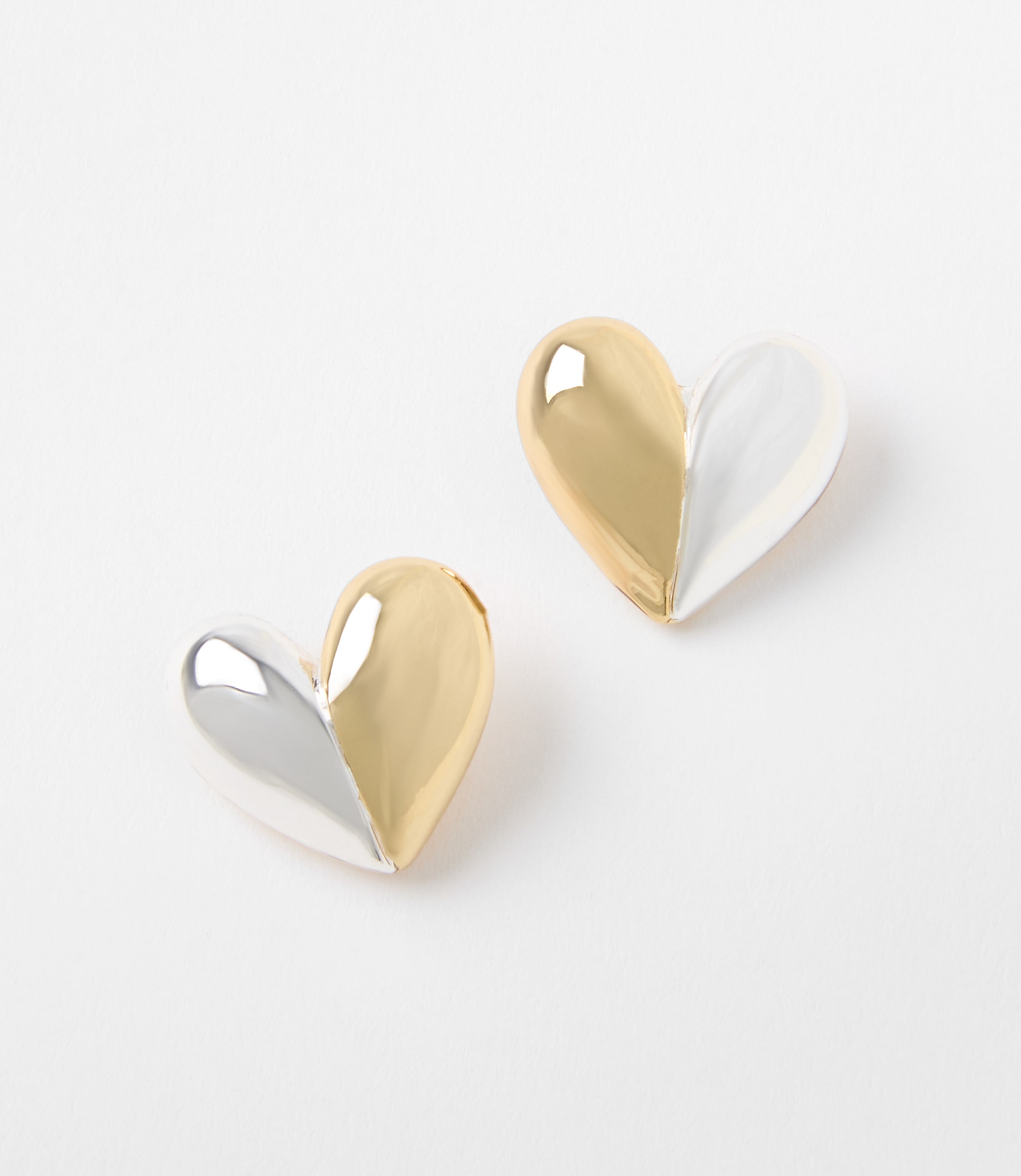 Mixed Metal Heart Stud Earrings