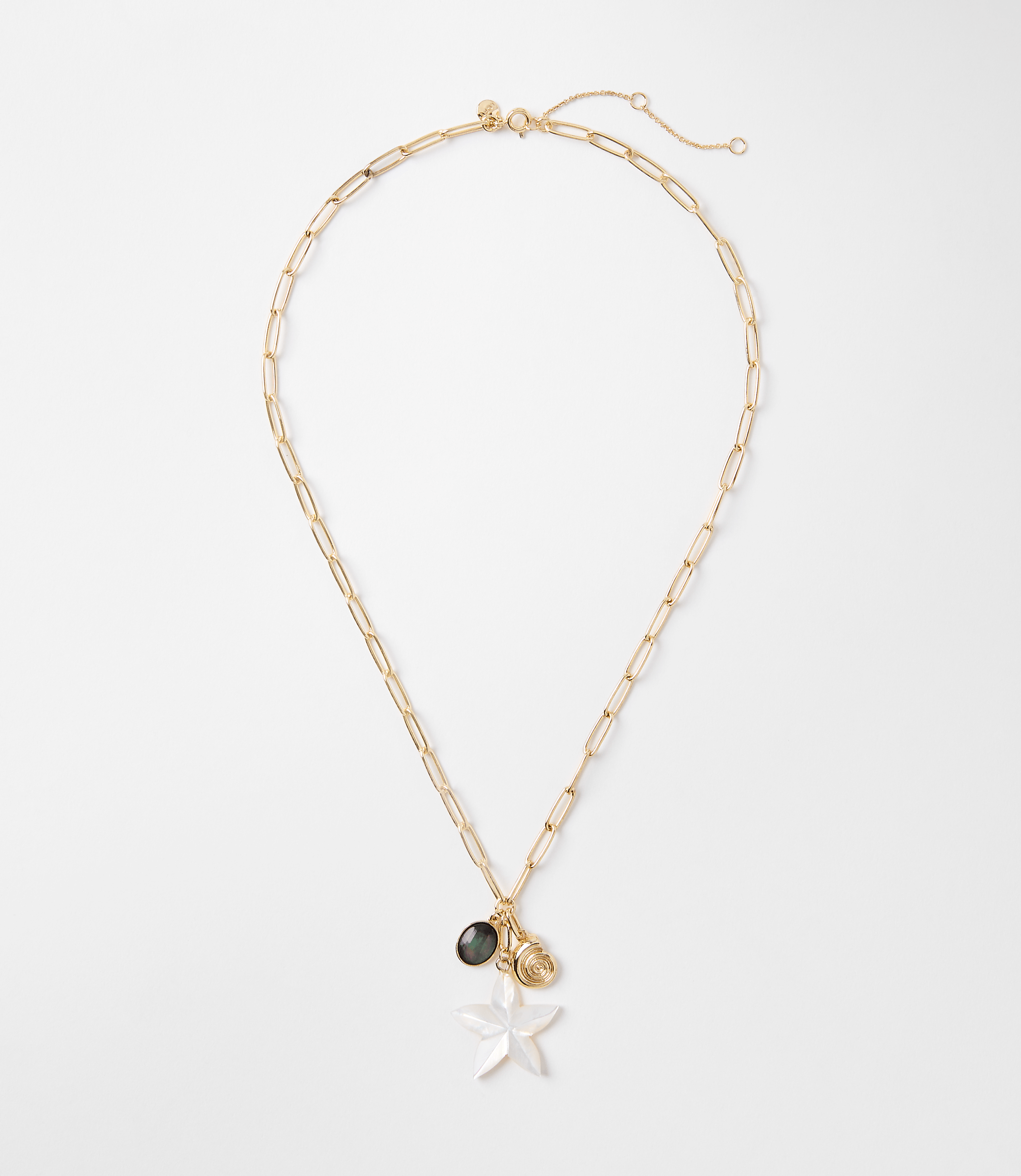 Mother Of Pearl Starfish Cluster Pendant Necklace