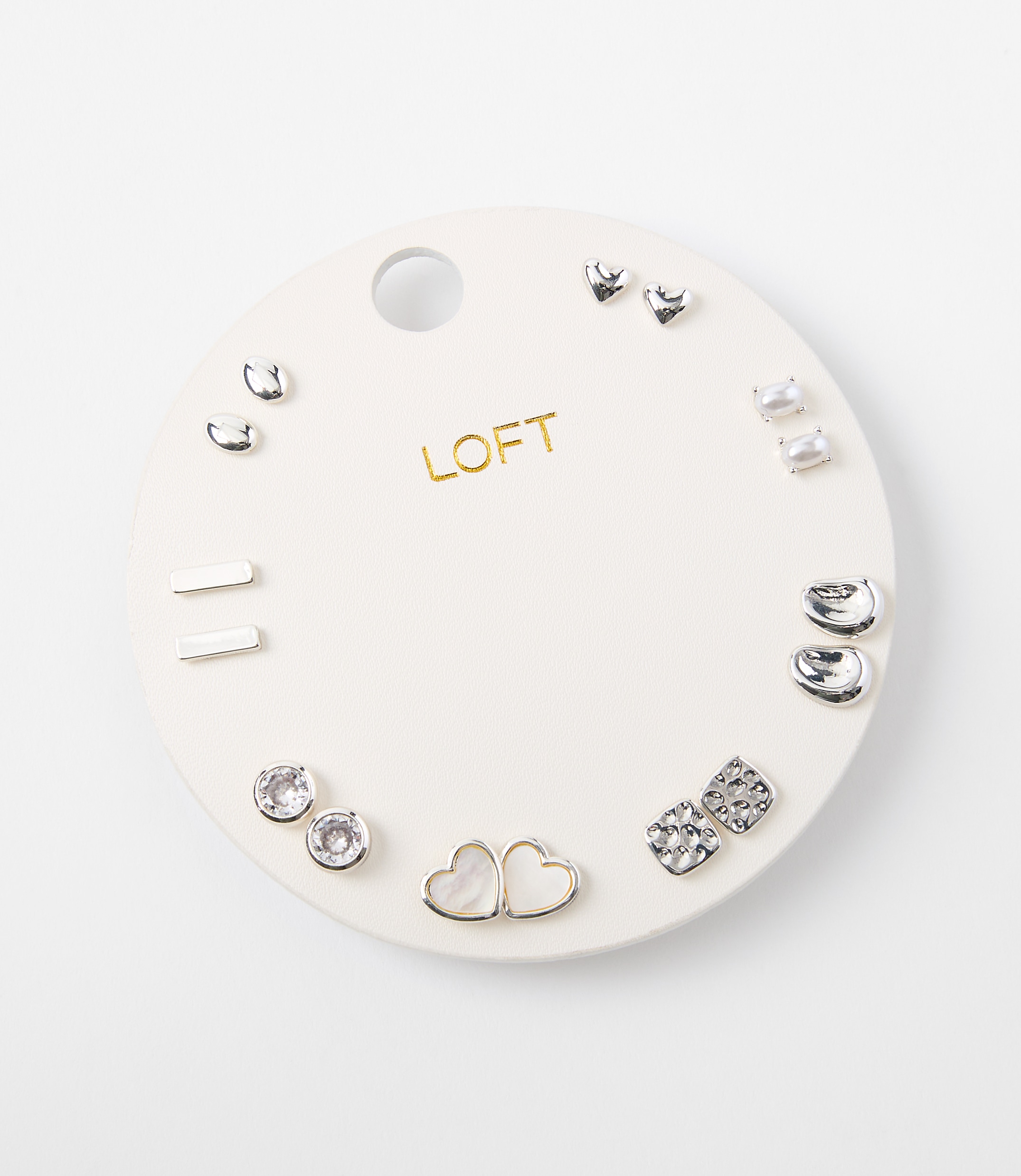 Mother Of Pearl Heart Stud Earring Set