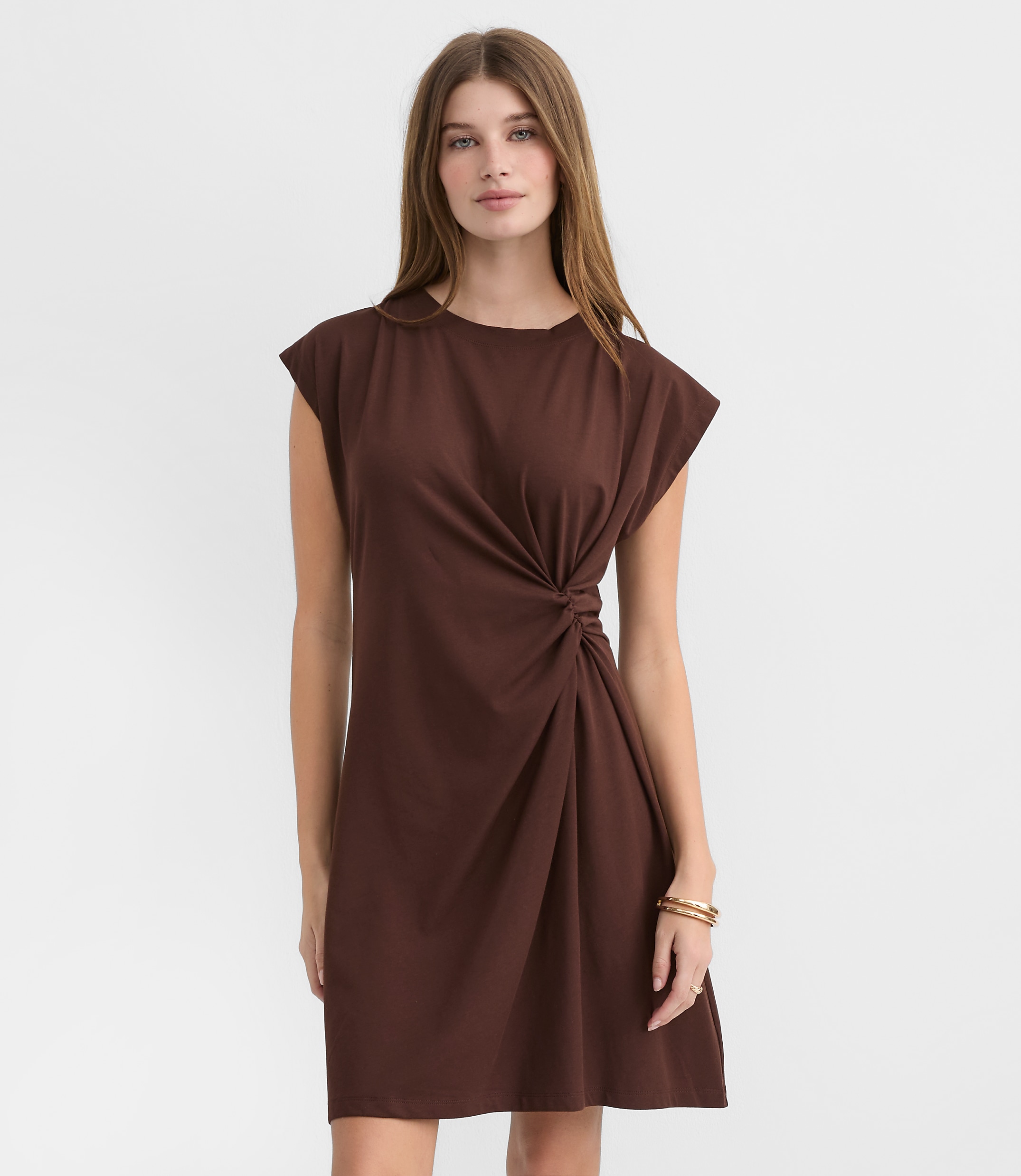 Side Twist Cap Sleeve Mini Dress