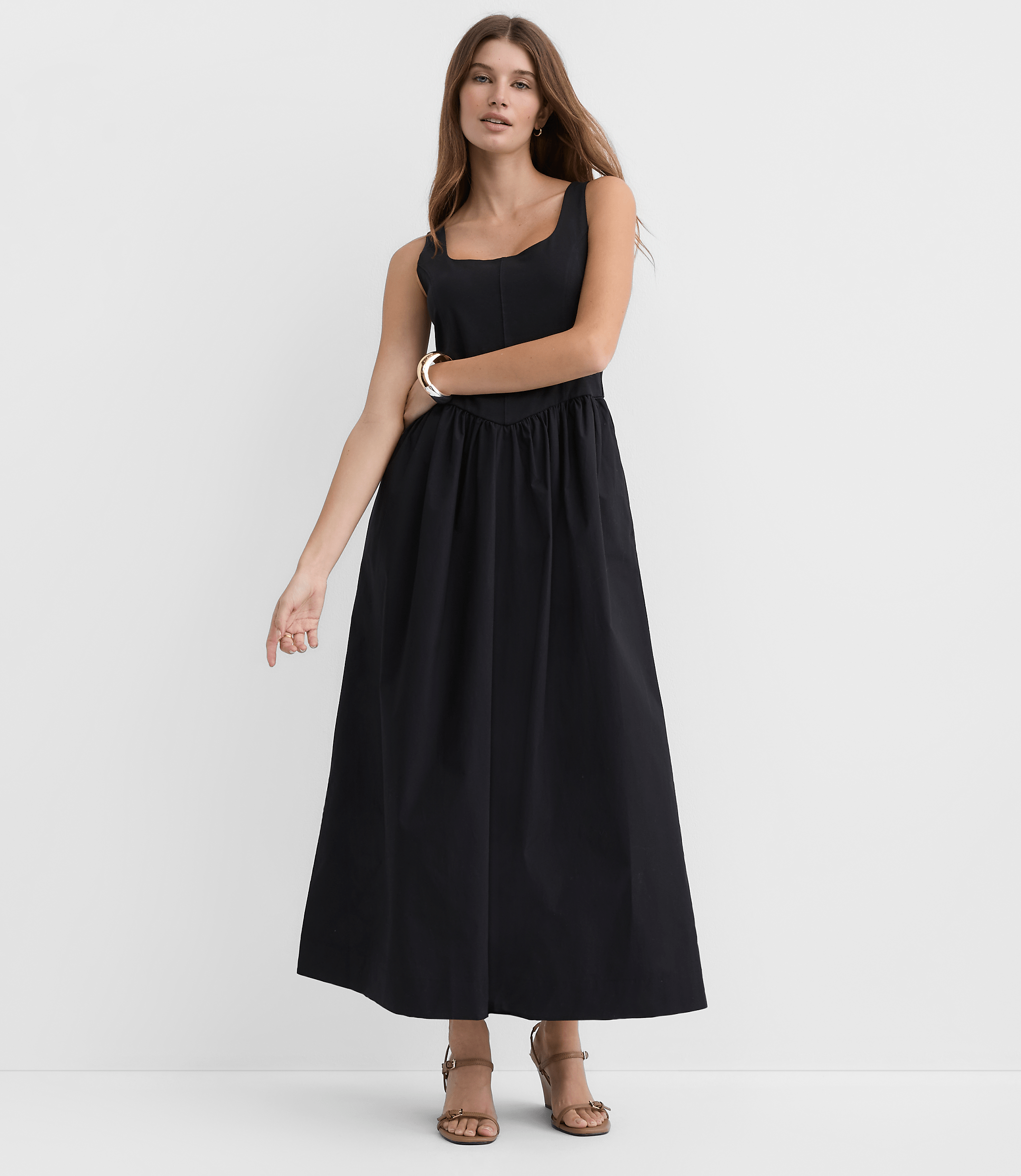 Bustier Mixed Media Midi Pocket Dress