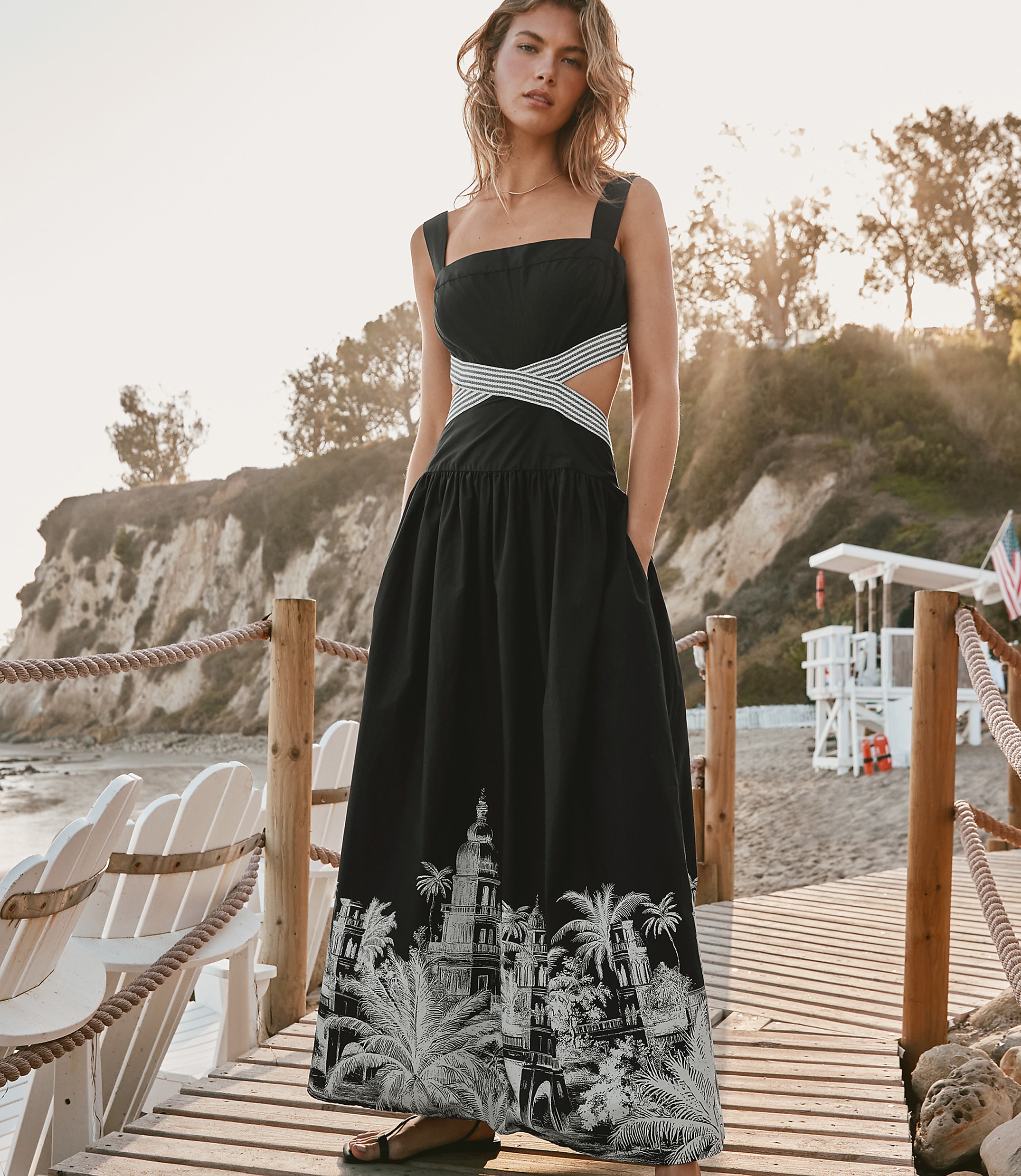 LOFT Beach Casablanca Cutout Maxi Pocket Dress