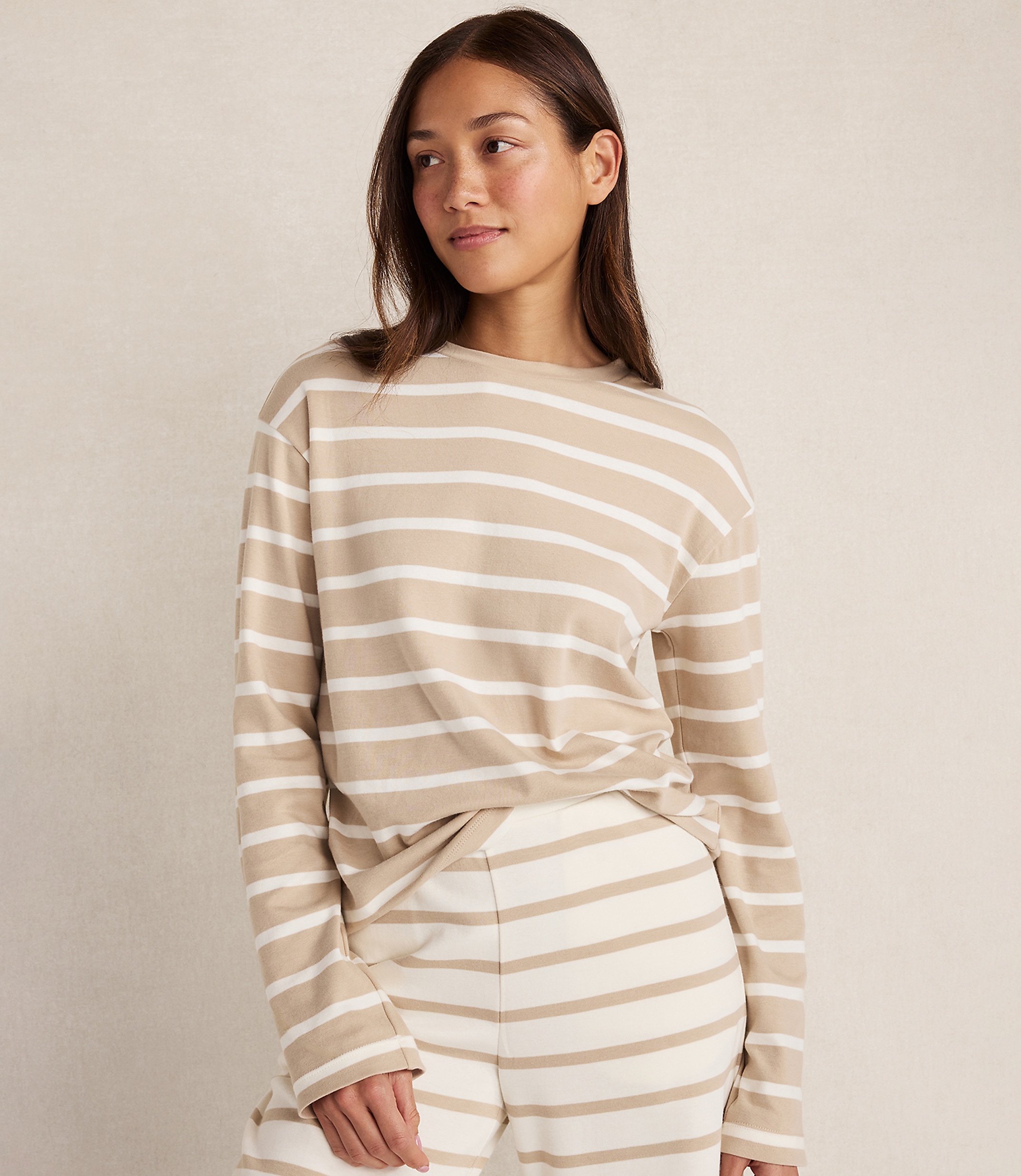 Haven Well Within Brushed Cotton Interlock Stripe Crewneck
