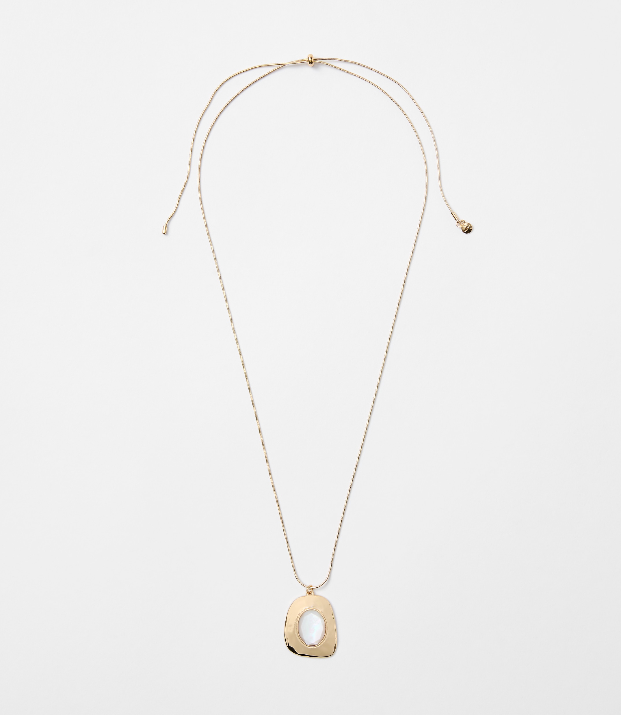 Mother Of Pearl Pull Tie Pendant Necklace