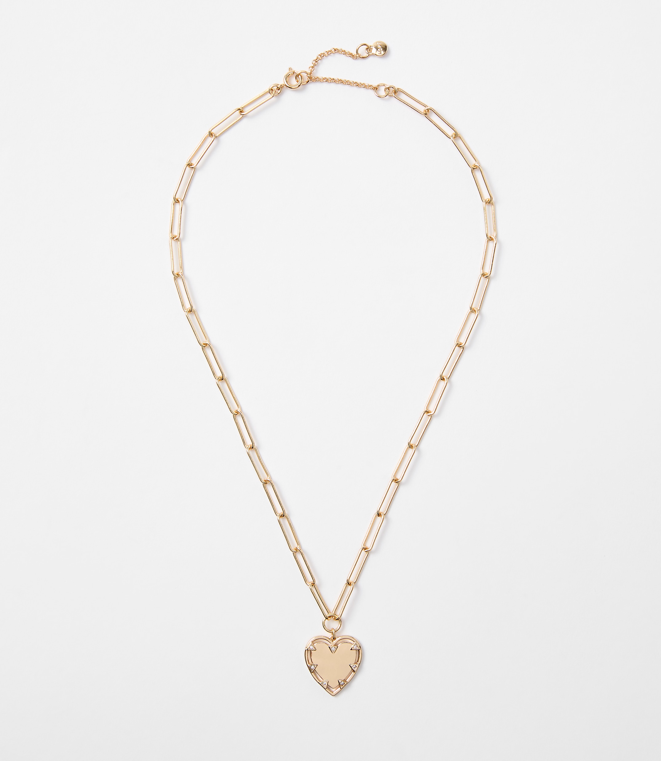 Sparkle Heart Chain Link Necklace