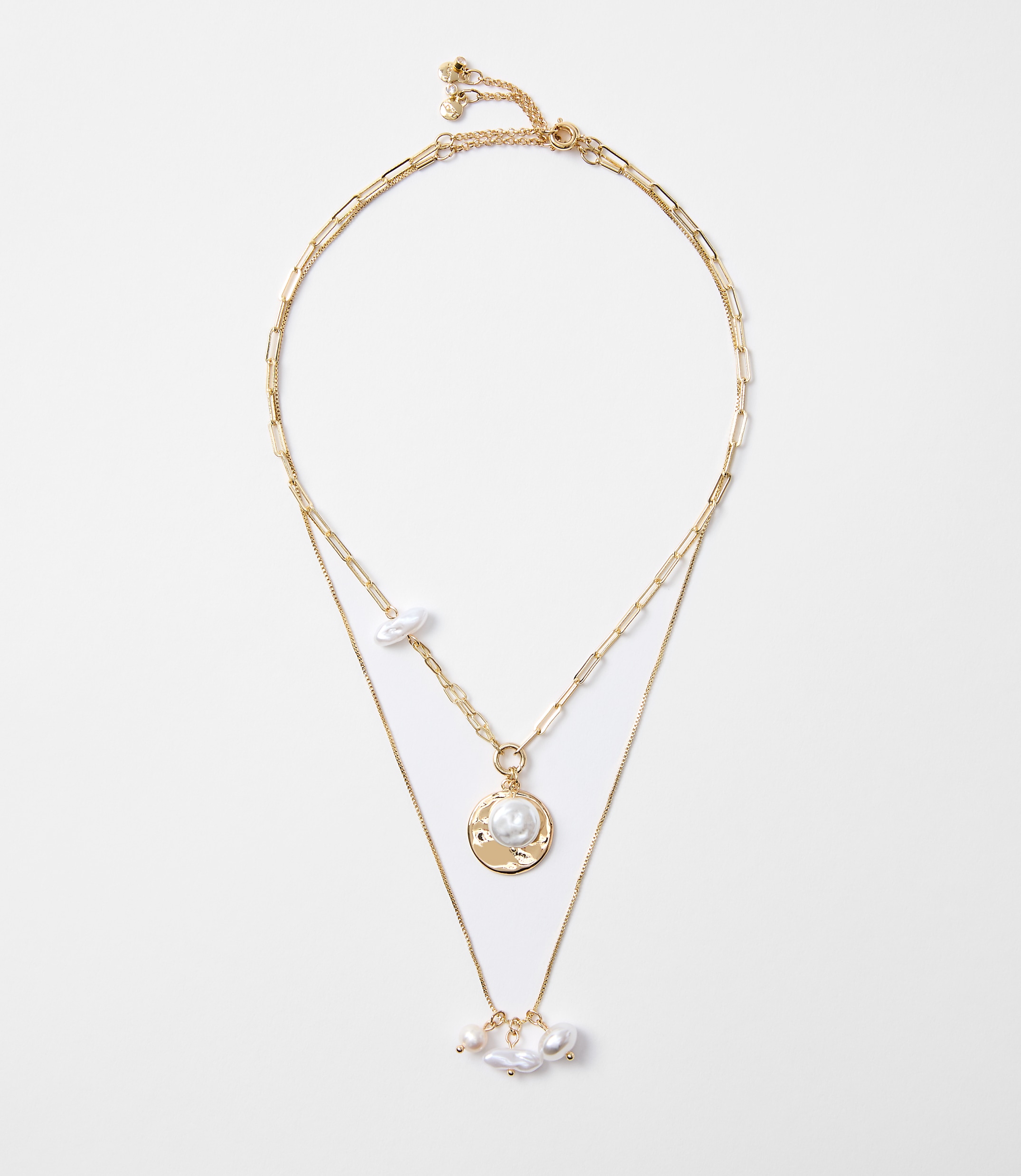 Mother Of Pearl Layered Coin Necklace Set