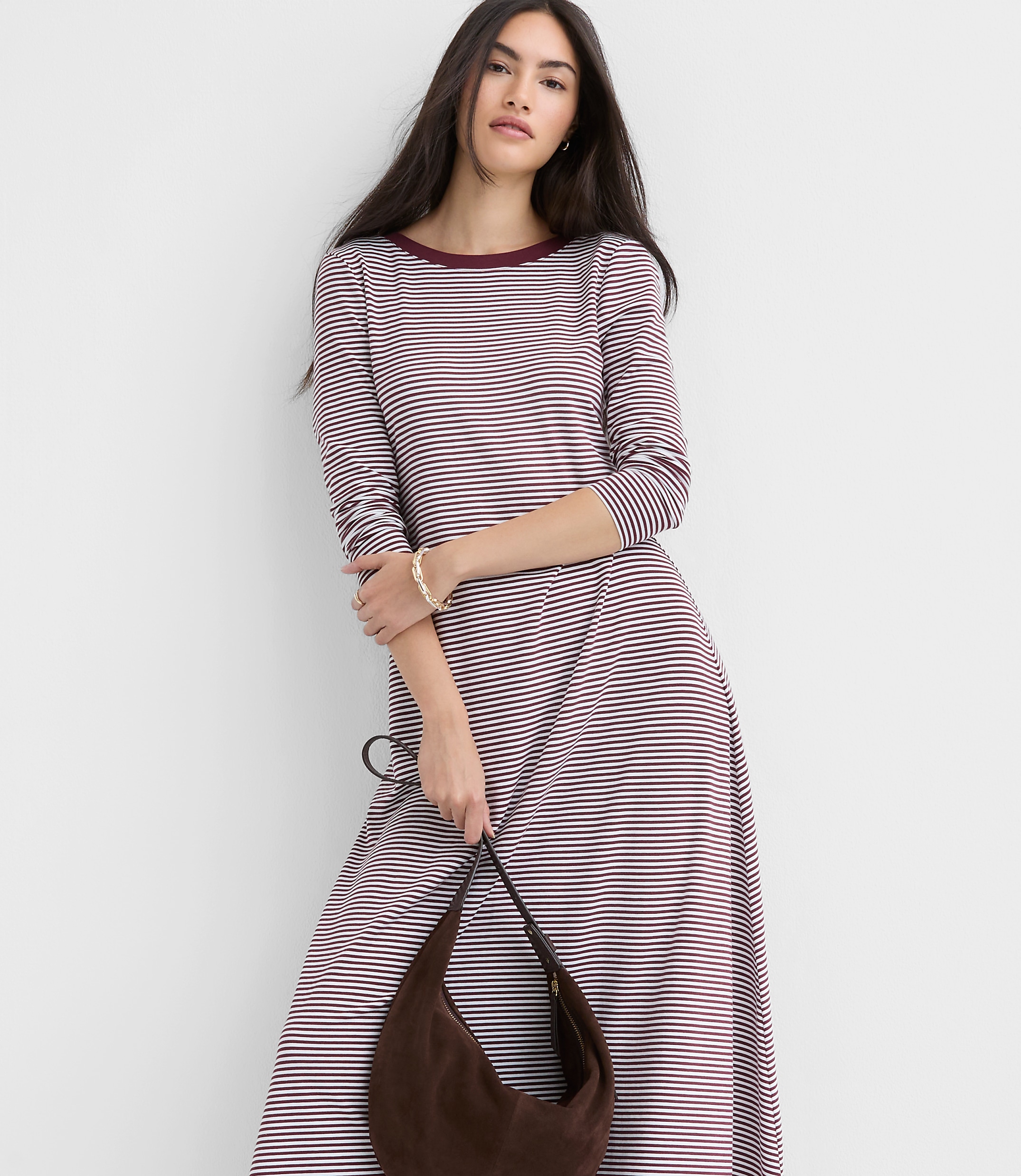 Striped Scoop Back Midi Dress