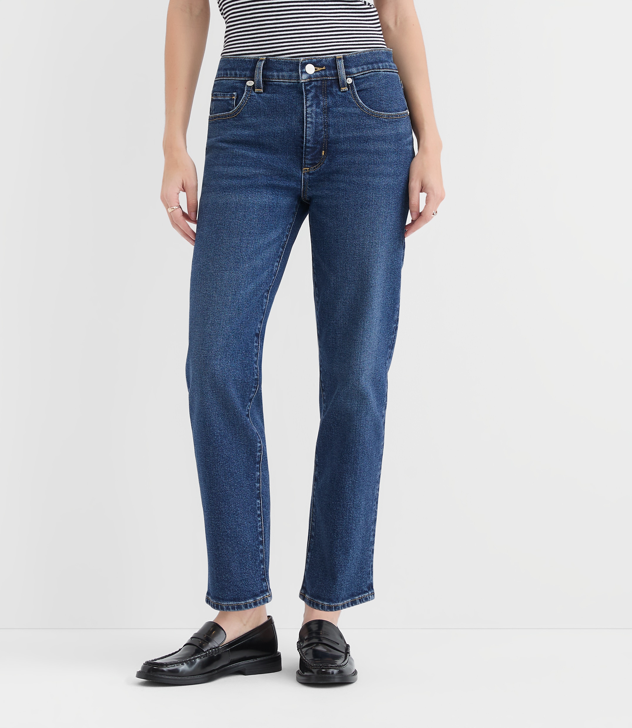 Rivete Petite Curvy Mid Rise Slim Jeans in Muse Wash