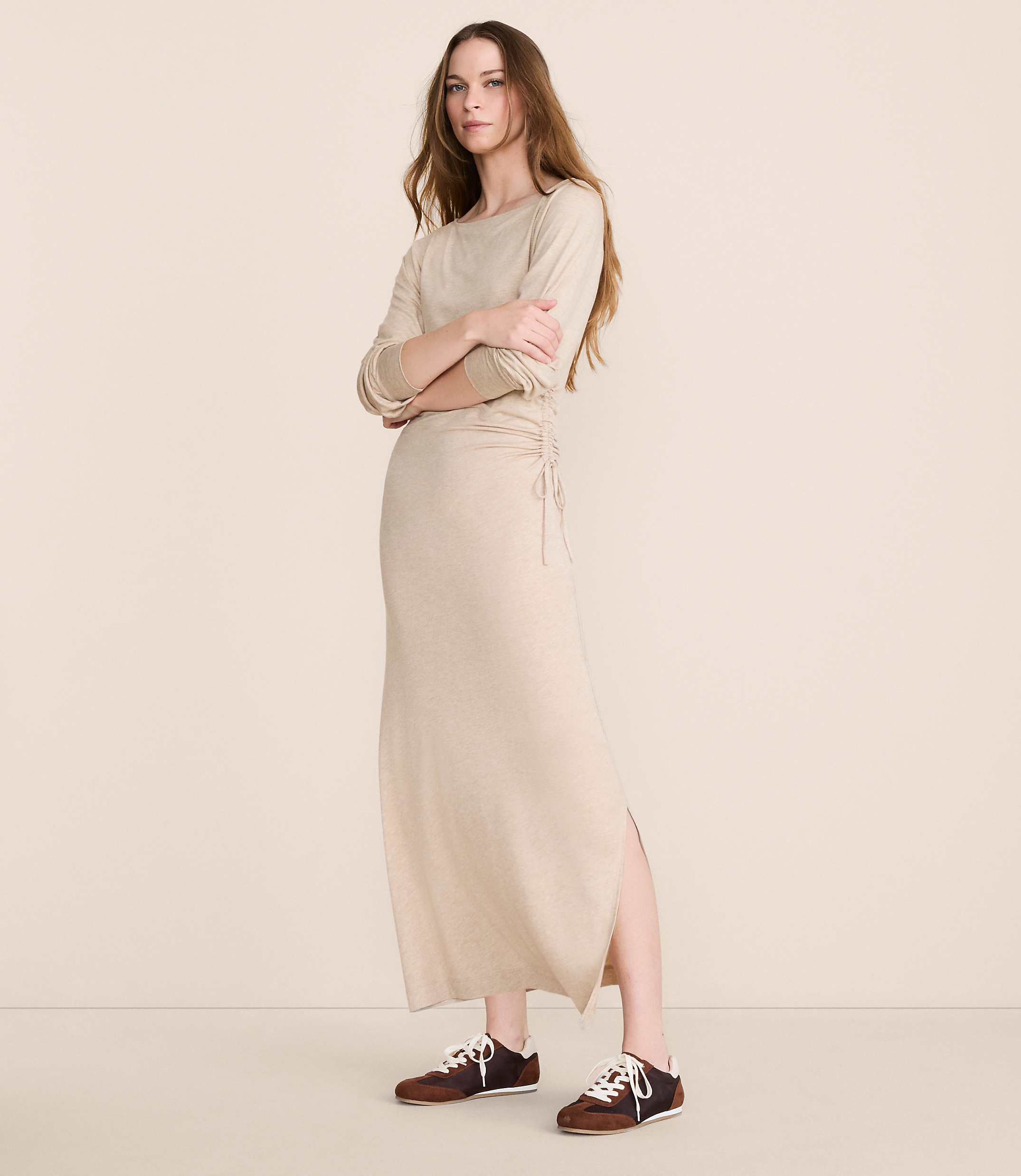 Petite Lou & Grey Heathered Brushed Jersey Cinched Maxi Dress