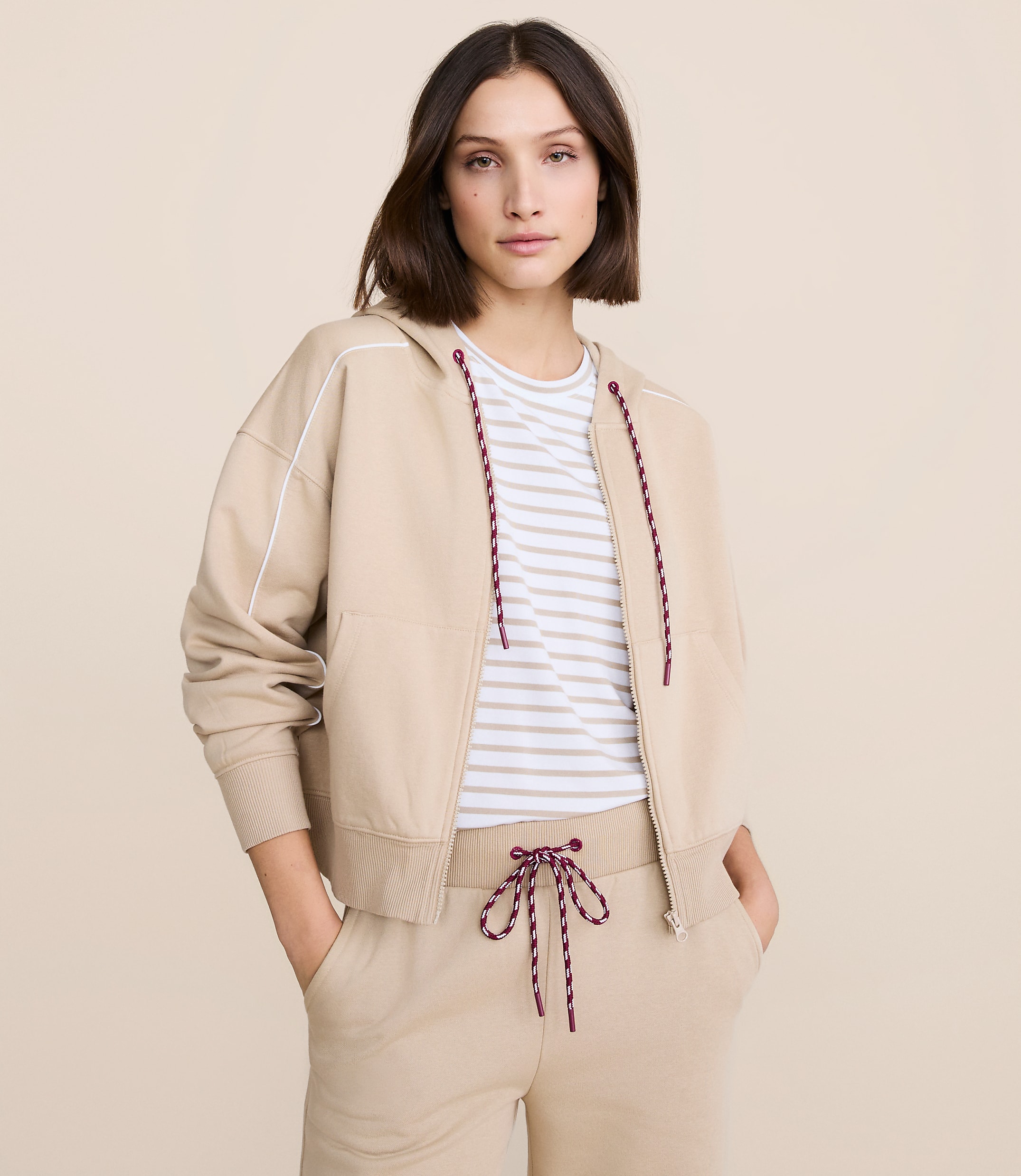 Petite Lou & Grey Piped Elite Fleece Zip Hoodie