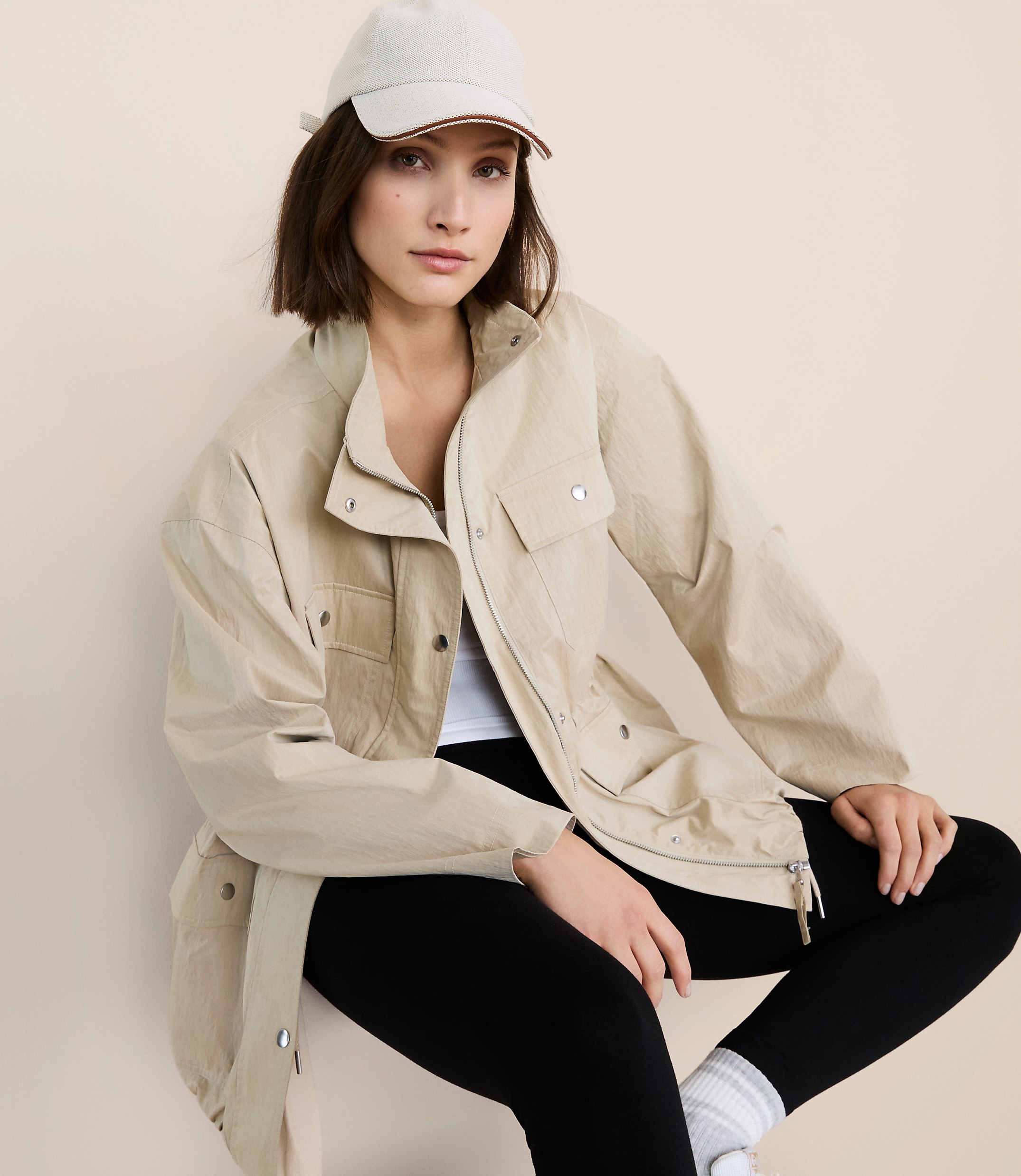 Lou & Grey Peached Cinched Utility Jacket