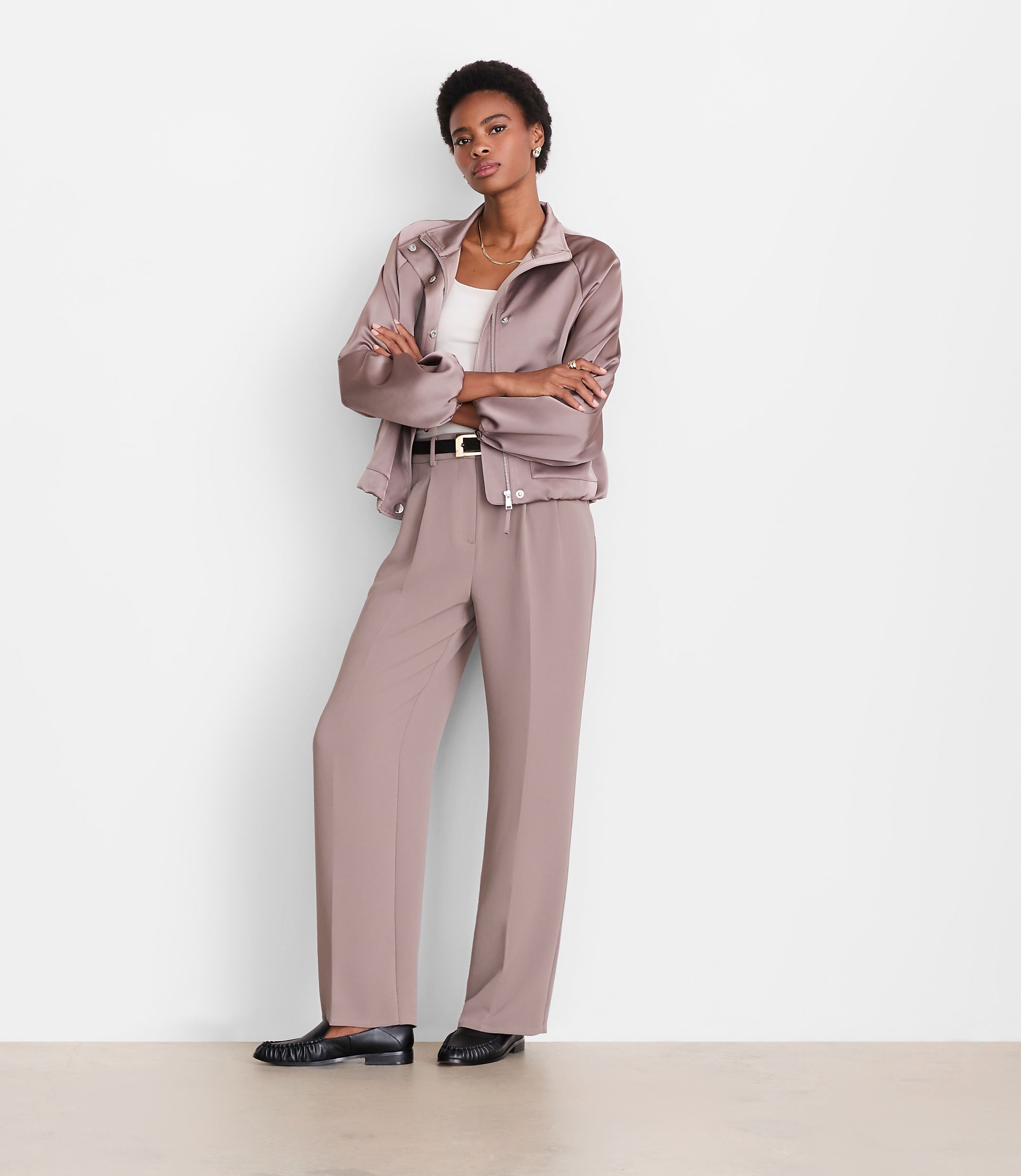 Petite LOFT Versa Satin Bomber Jacket