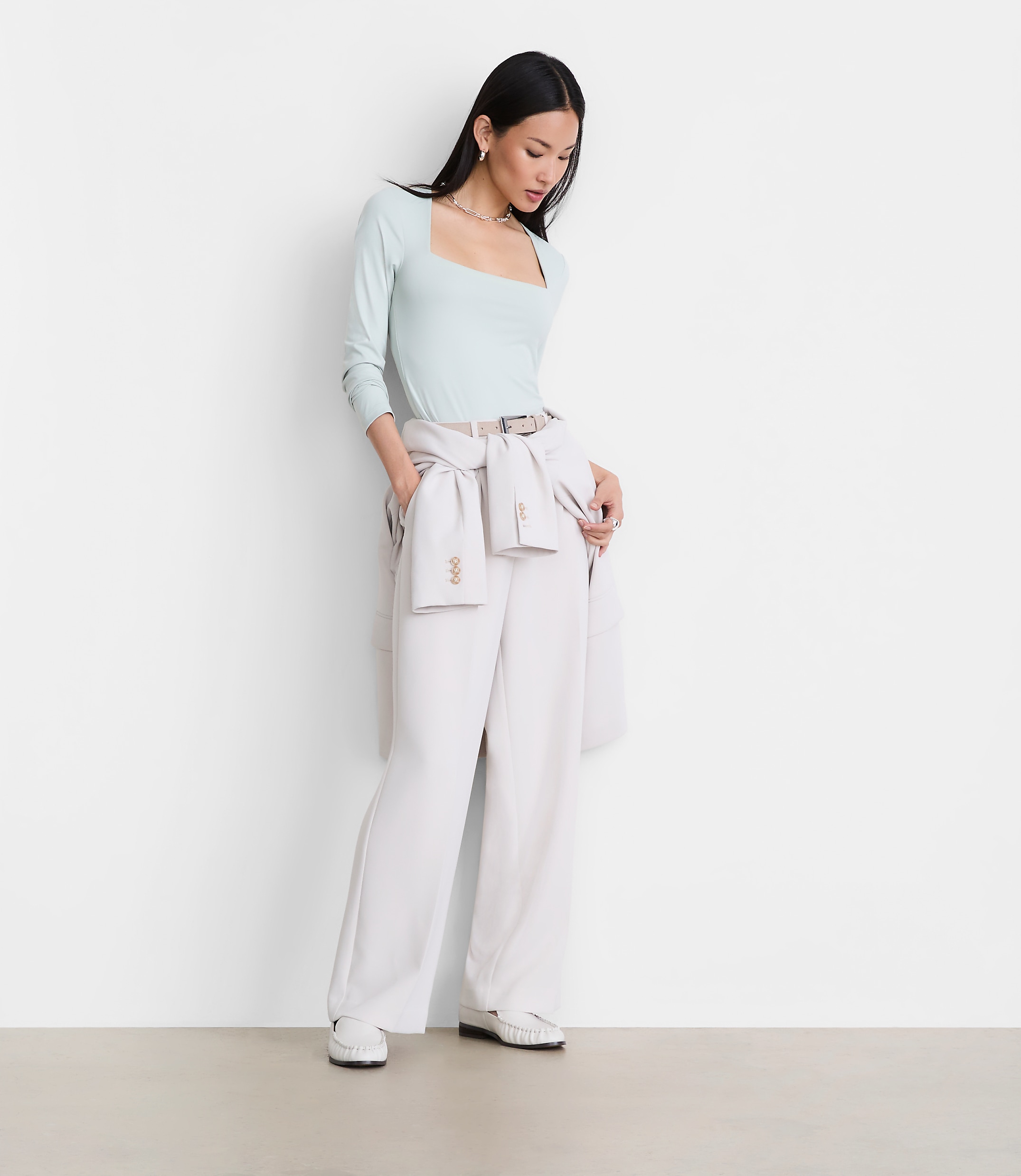 Petite LOFT Versa 360 Knit Square Neck Top