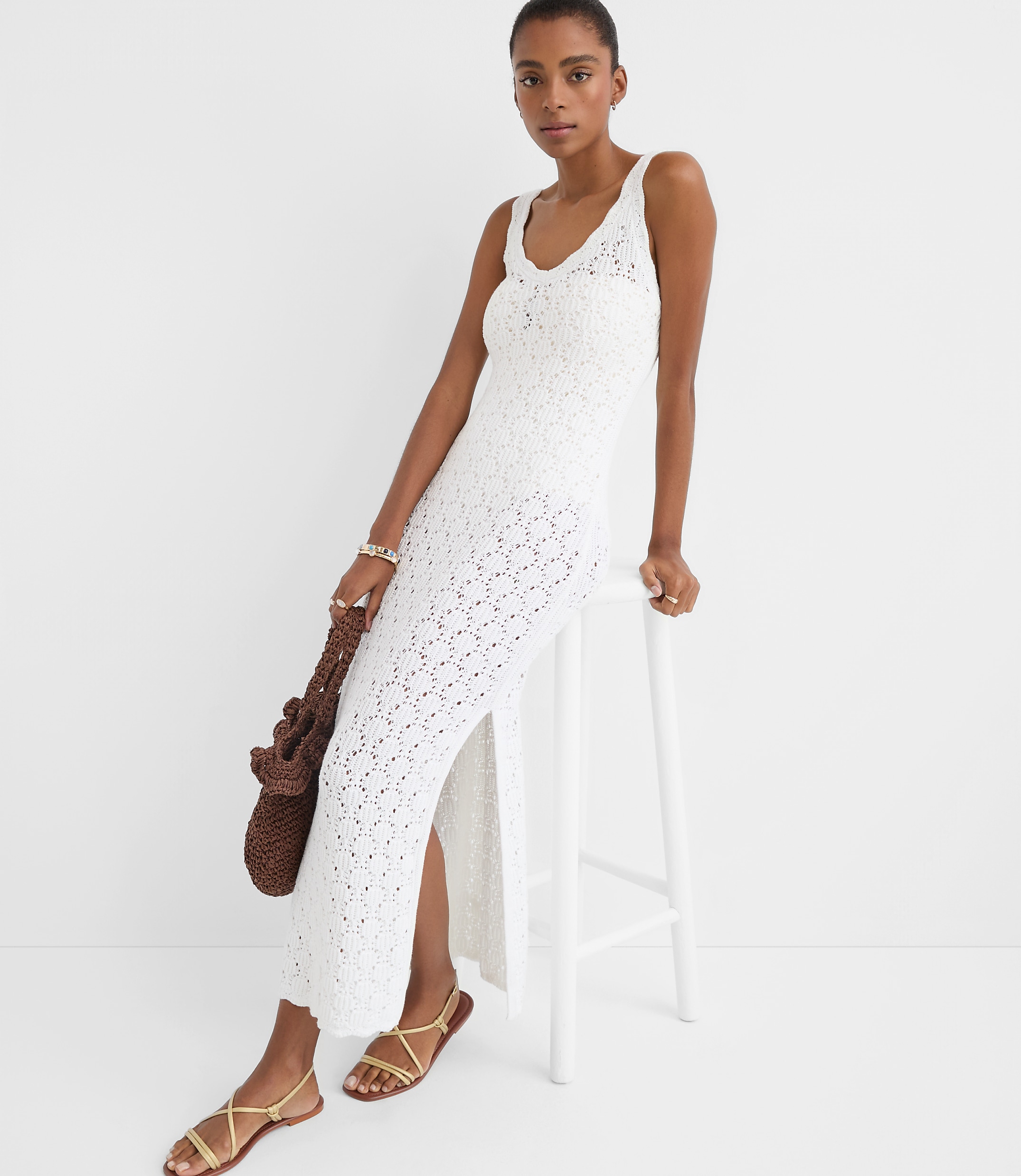 Petite LOFT Beach Stitchy V-Neck Maxi Sweater Dress