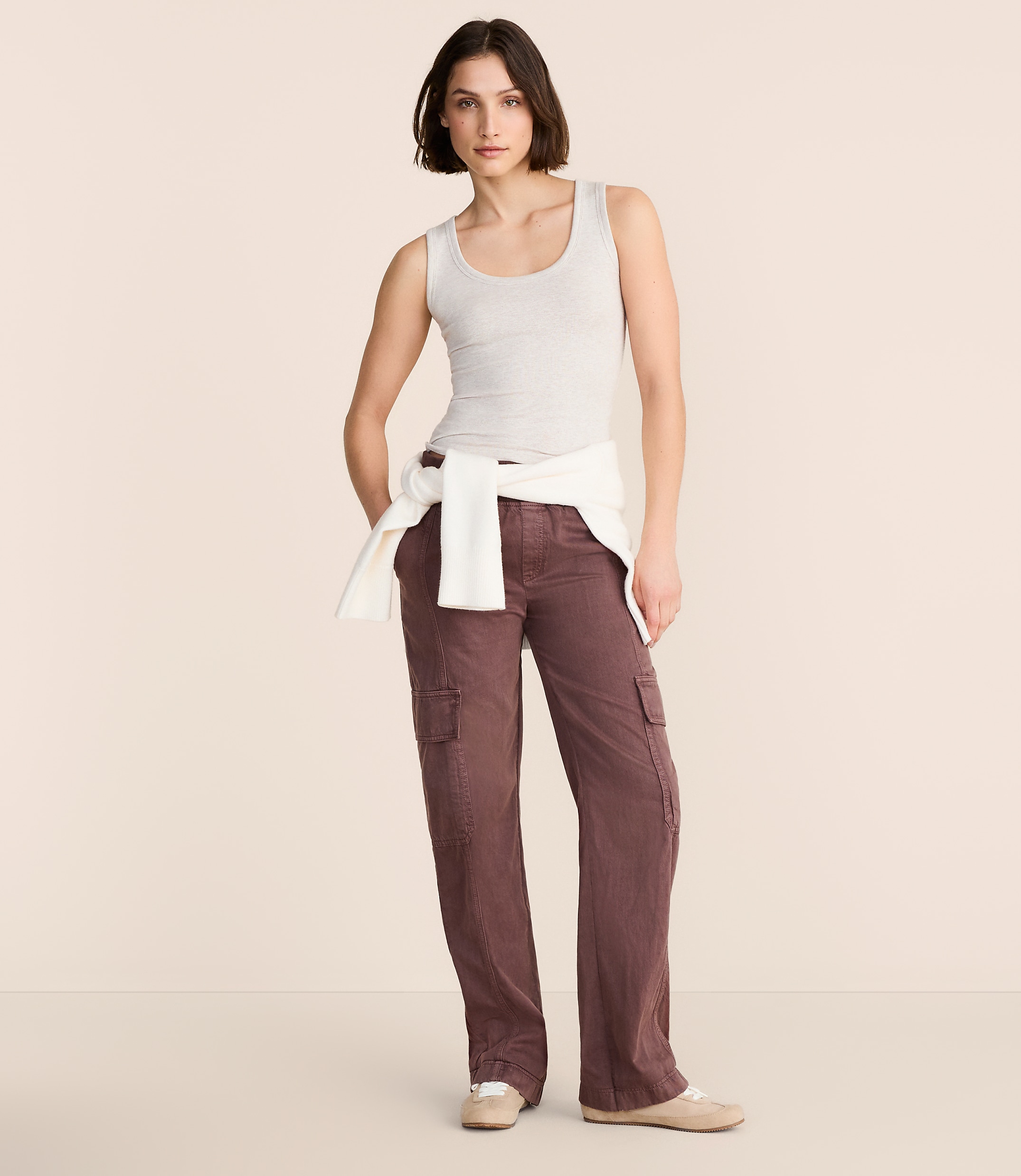 Petite Lou & Grey Washed Twill Straight Leg Cargo Pants