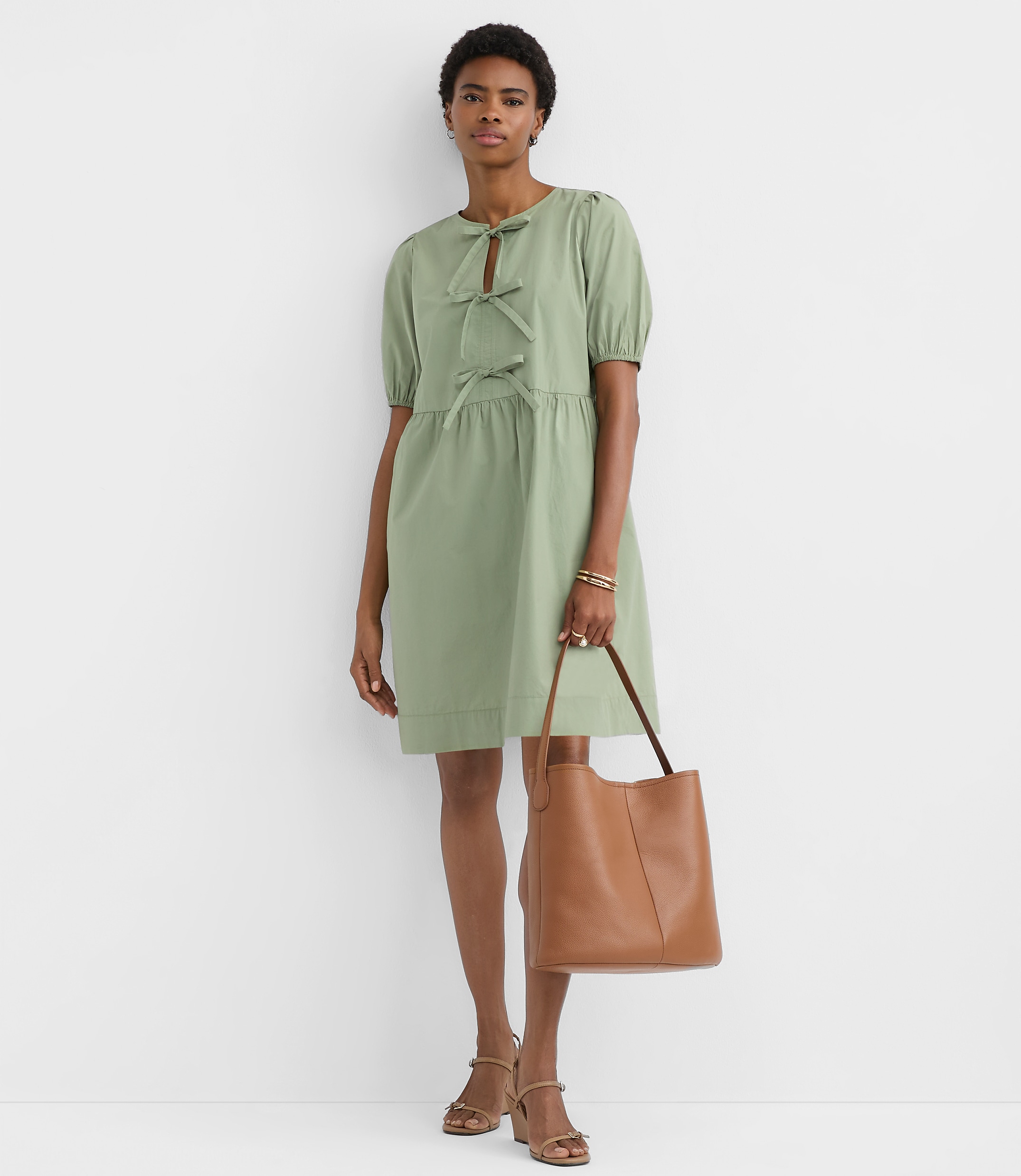 Petite Poplin Bow Mini Pocket Dress