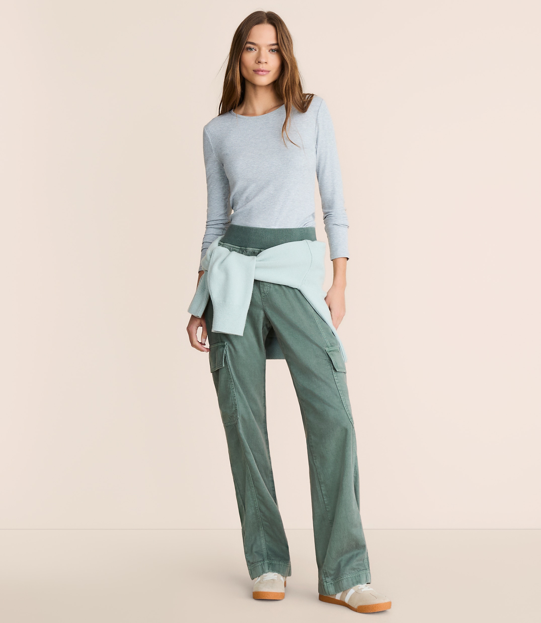 Petite Lou & Grey Washed Twill Straight Leg Cargo Pants