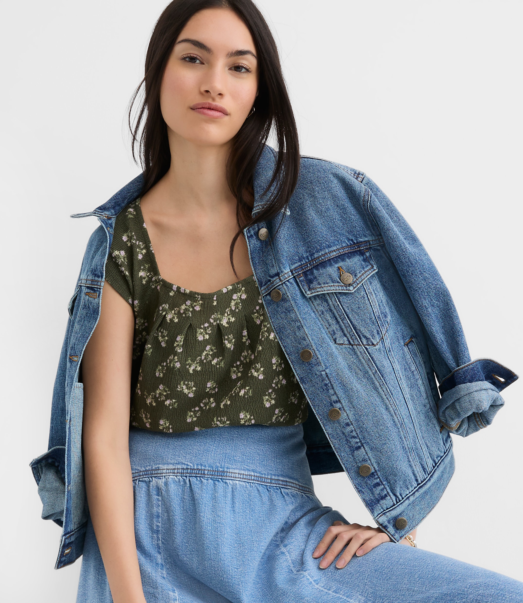 Petite Floral Square Neck Top