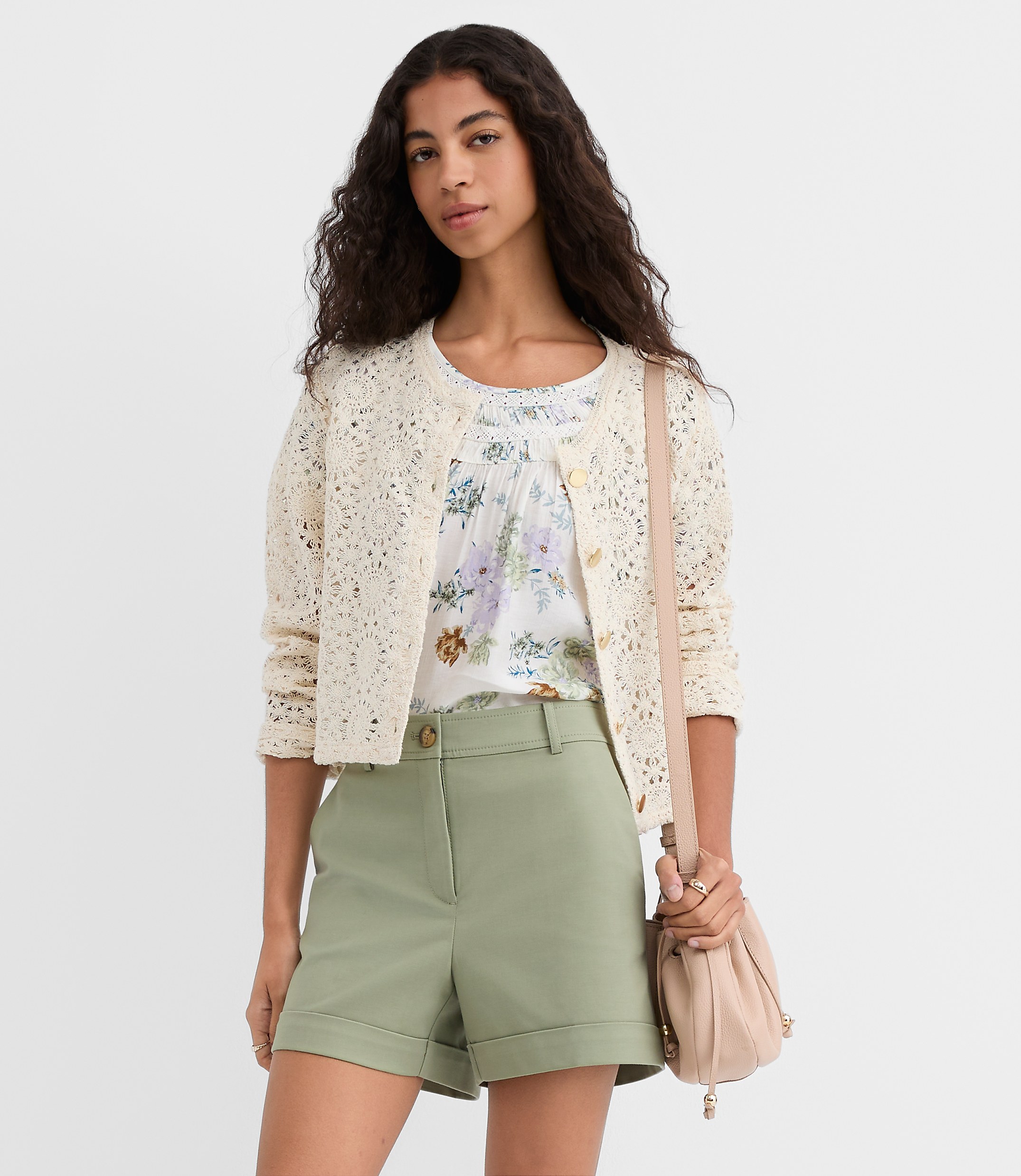 Petite Cuffed Shorts in Doubleweave