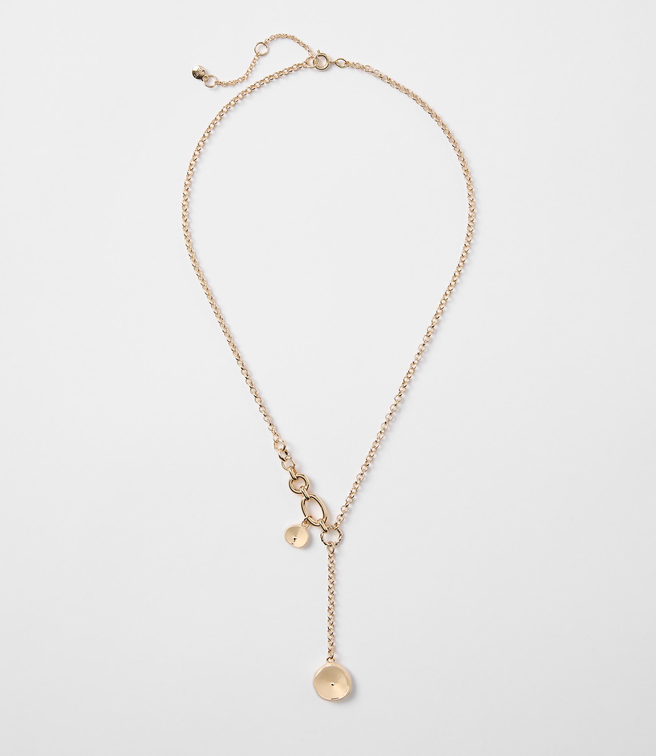 Coin Drop Chain Link Necklace