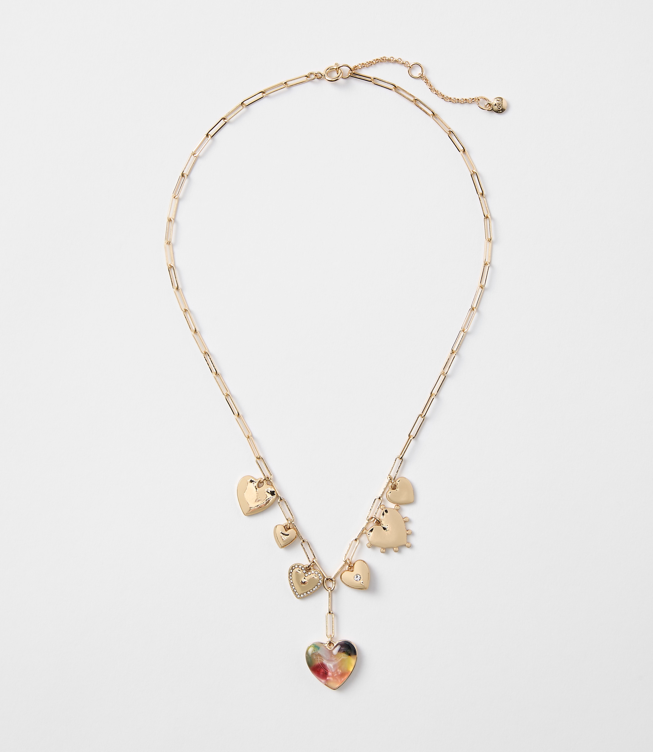 Tortoiseshell Print Heart Charm Necklace