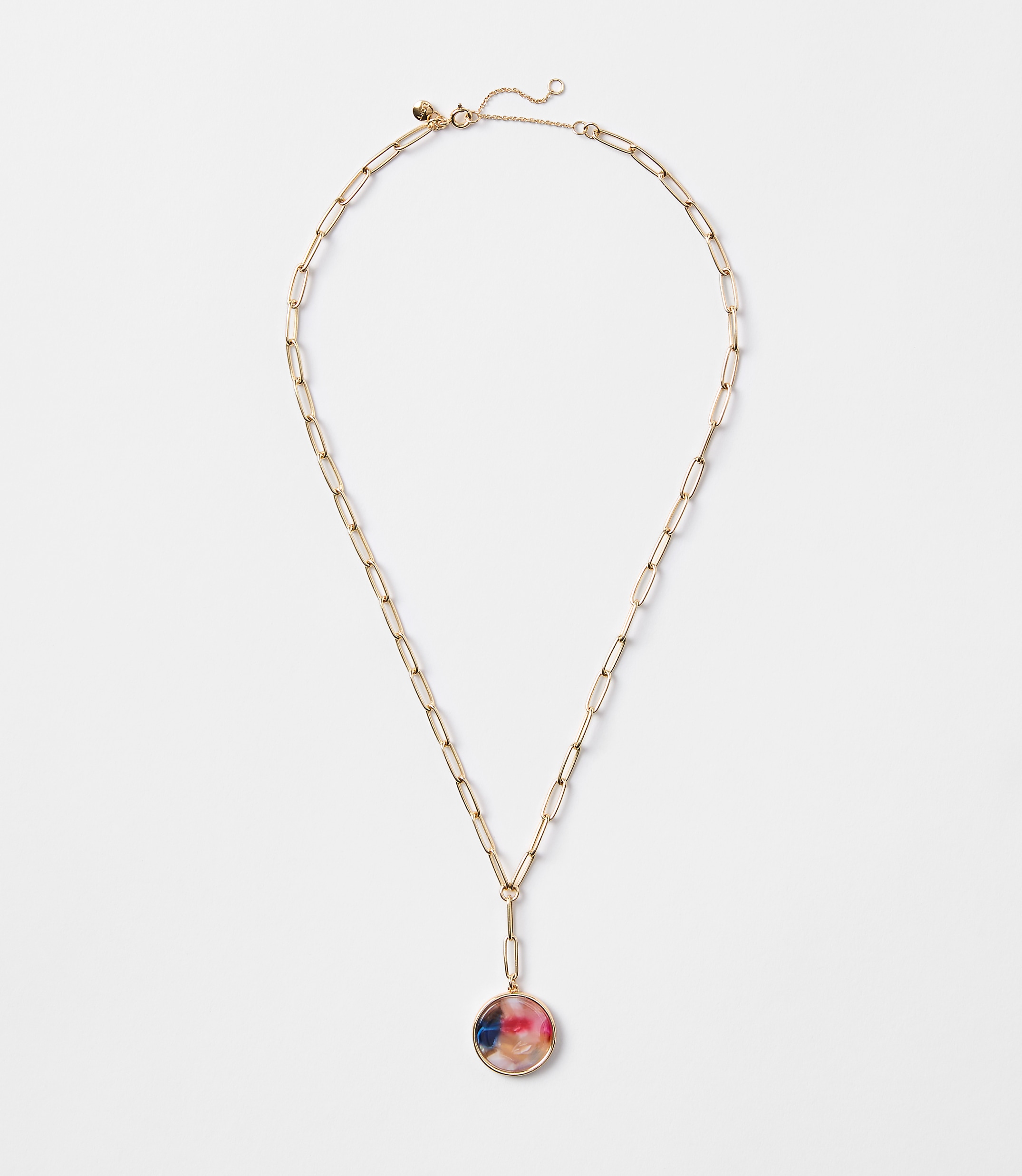 Multicolored Tortoiseshell Print Chain Link Necklace