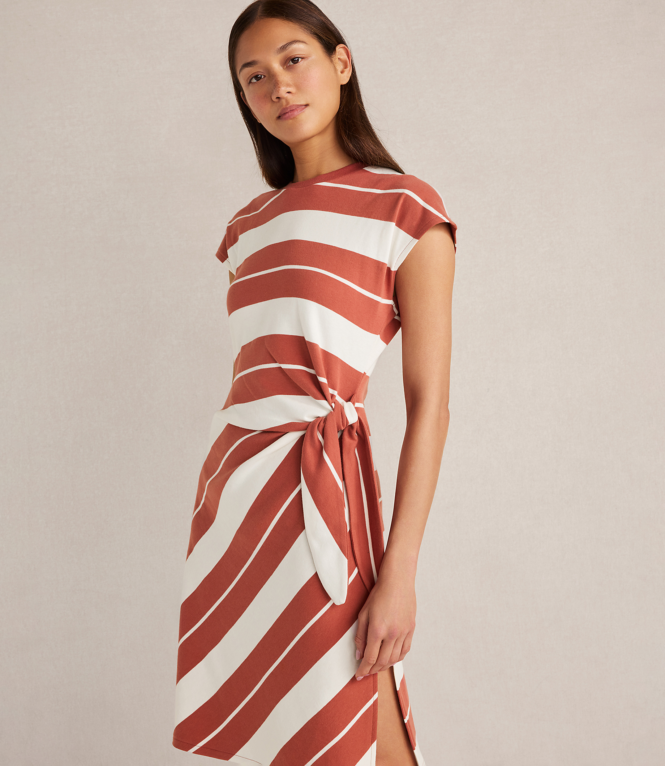 Haven Well Within Organic Cotton Interlock Stripe Mini Knot Dress