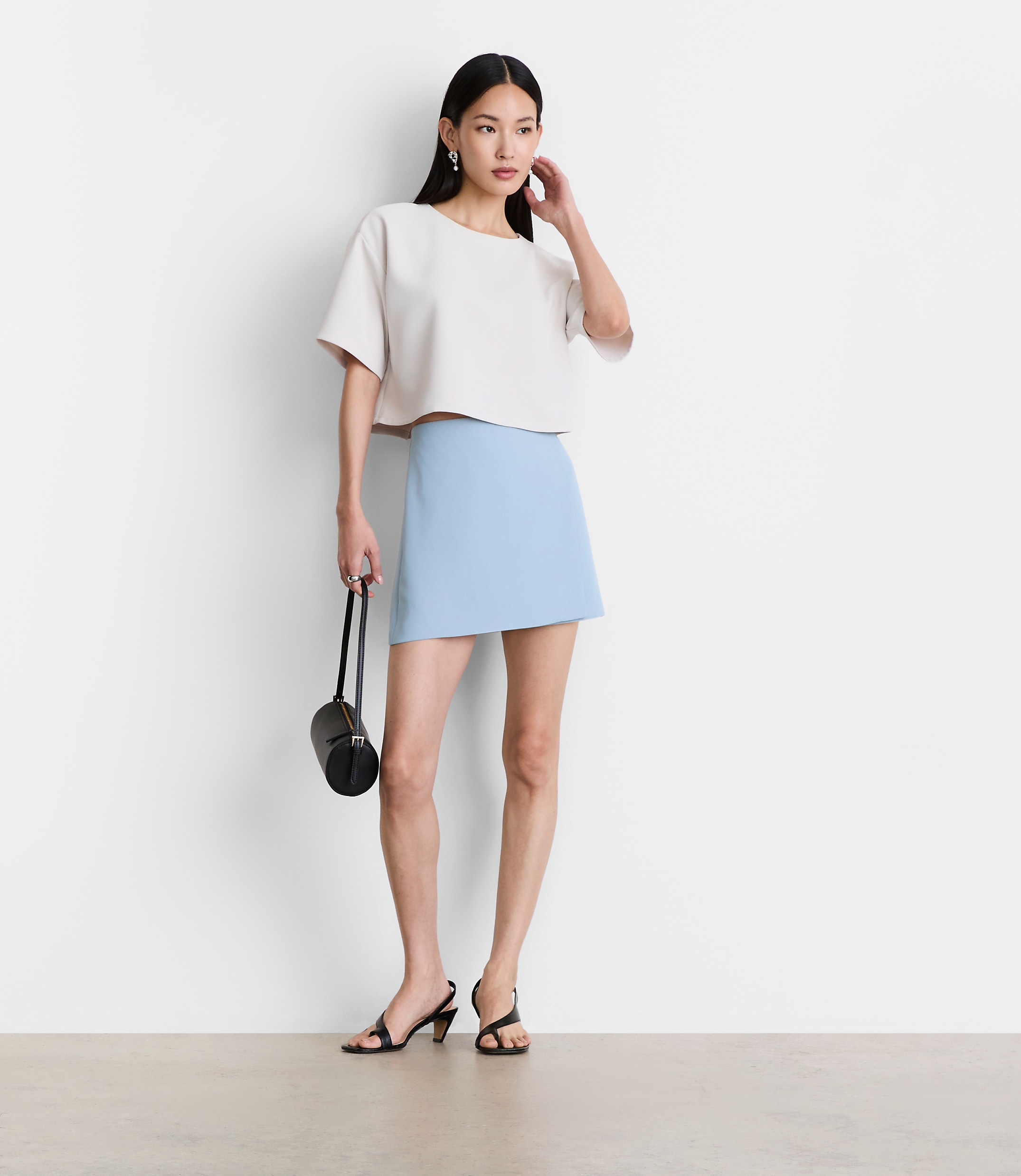 Petite LOFT Versa Crepe Drape Relaxed Tee