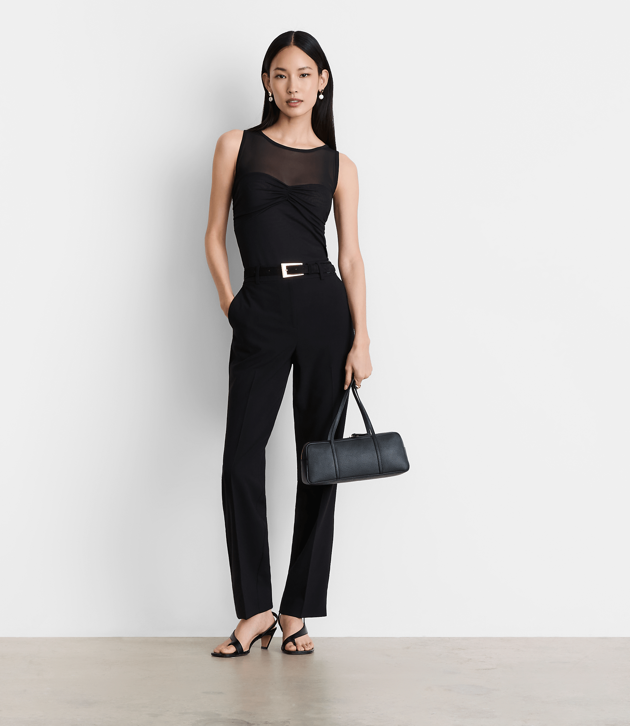 Petite LOFT Versa Mesh Ruched Top
