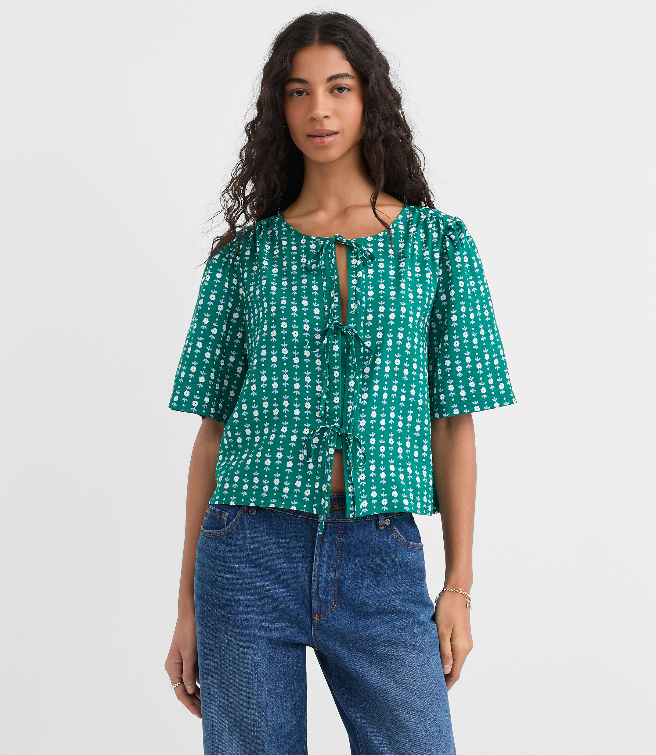 Petite Floral Bow Blouse