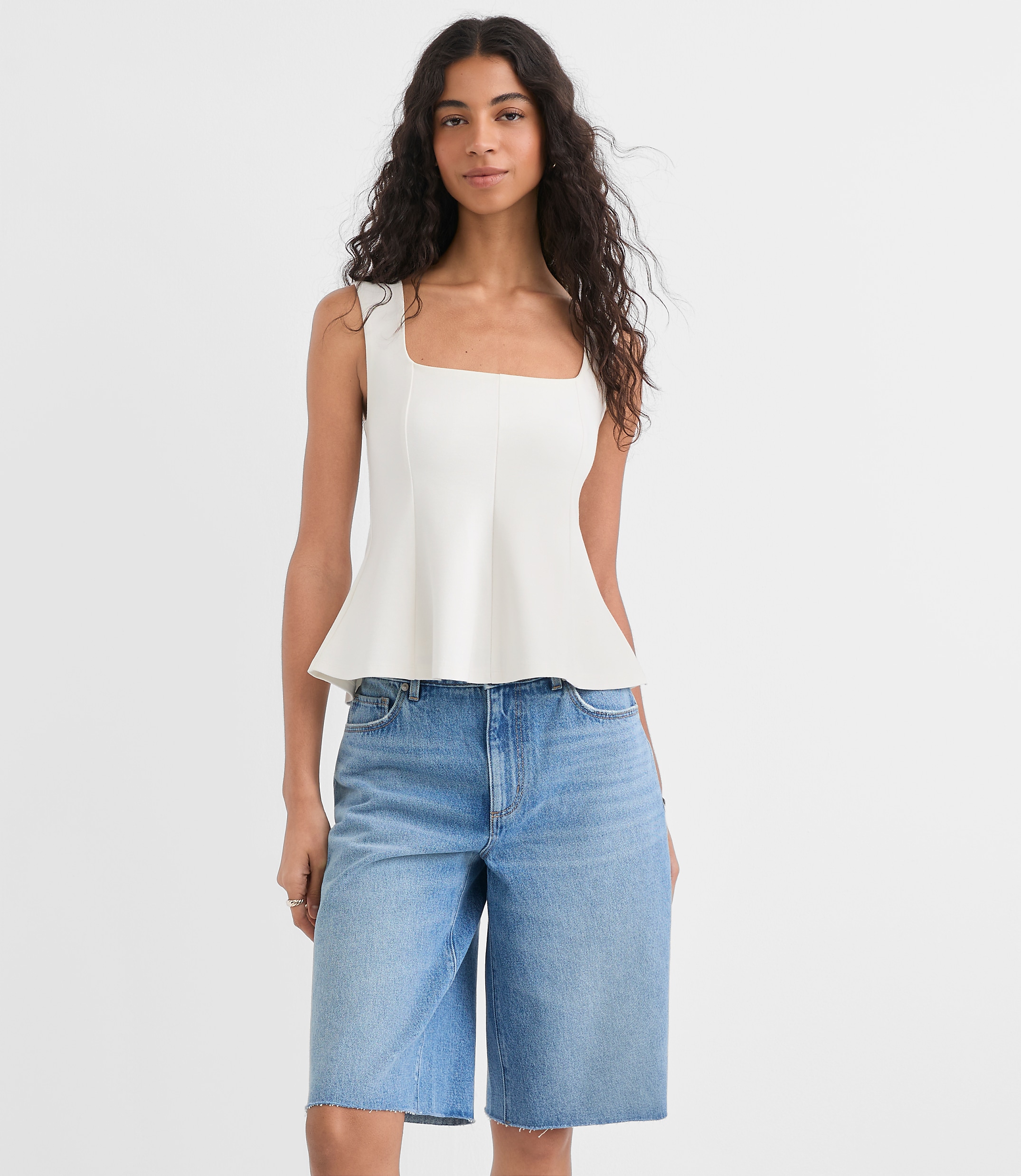 Petite Ponte Peplum Tank Top