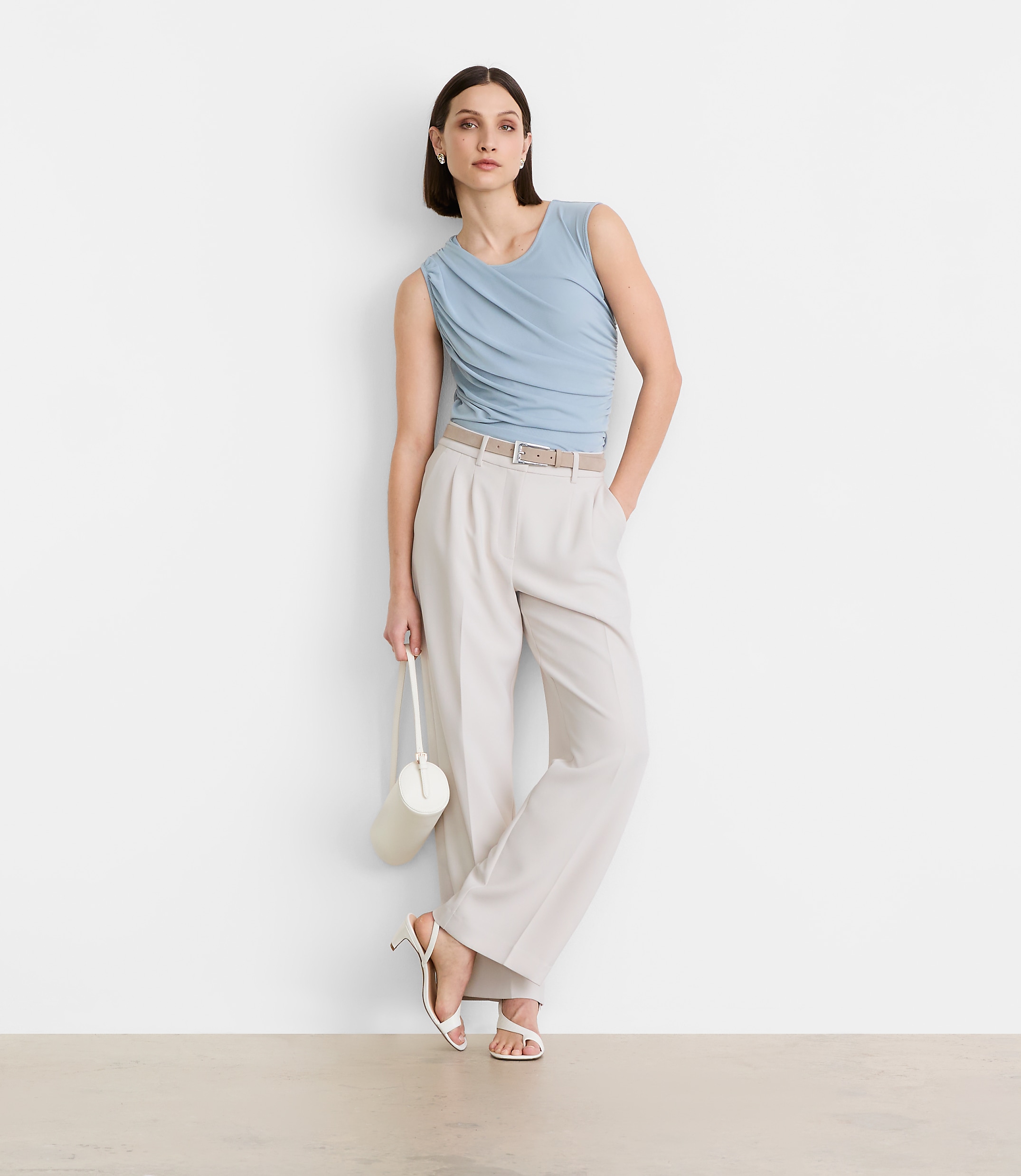 Petite LOFT Versa Mesh Ruched Tank Top