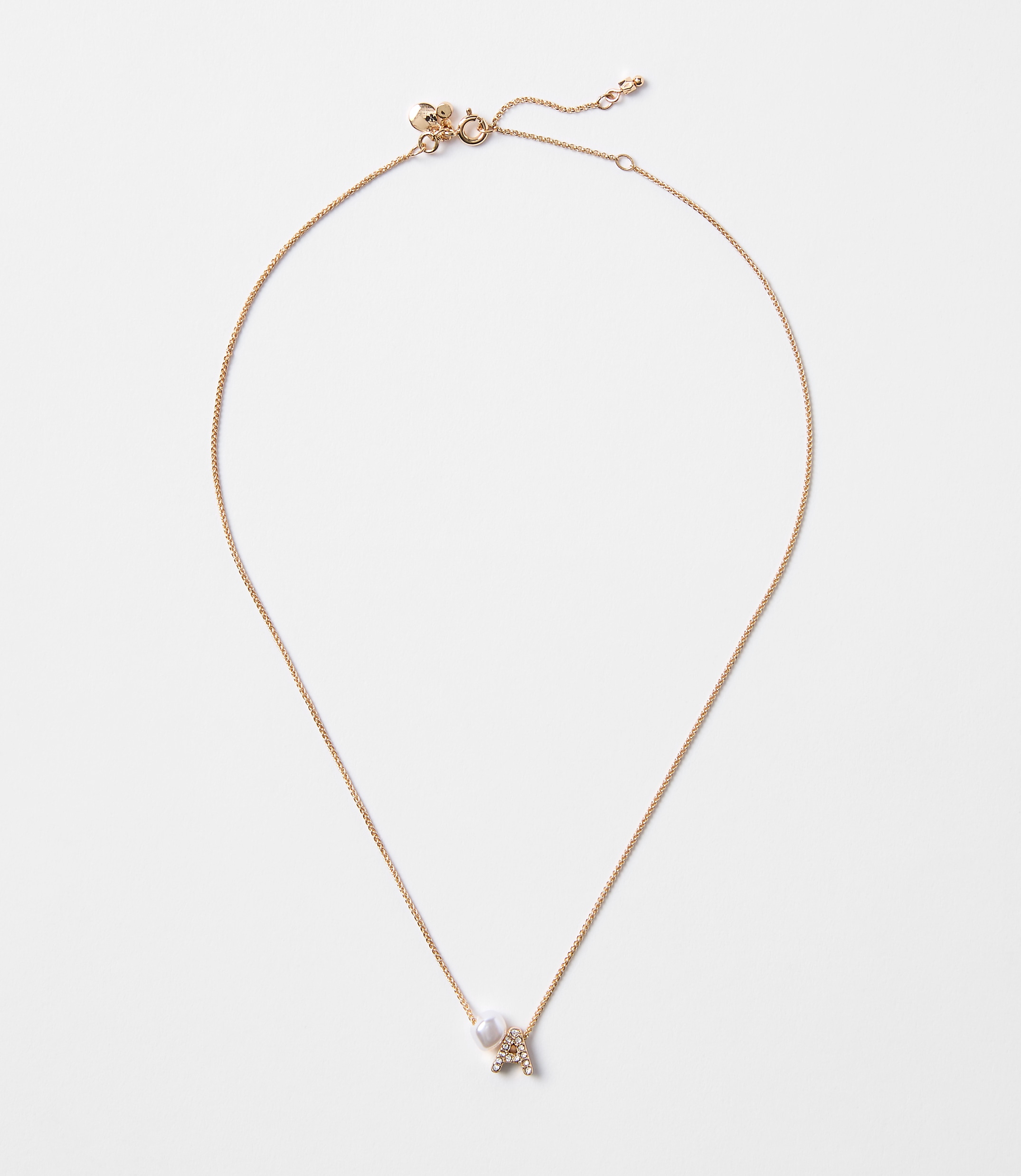 Pearlized Pave Initial Necklace