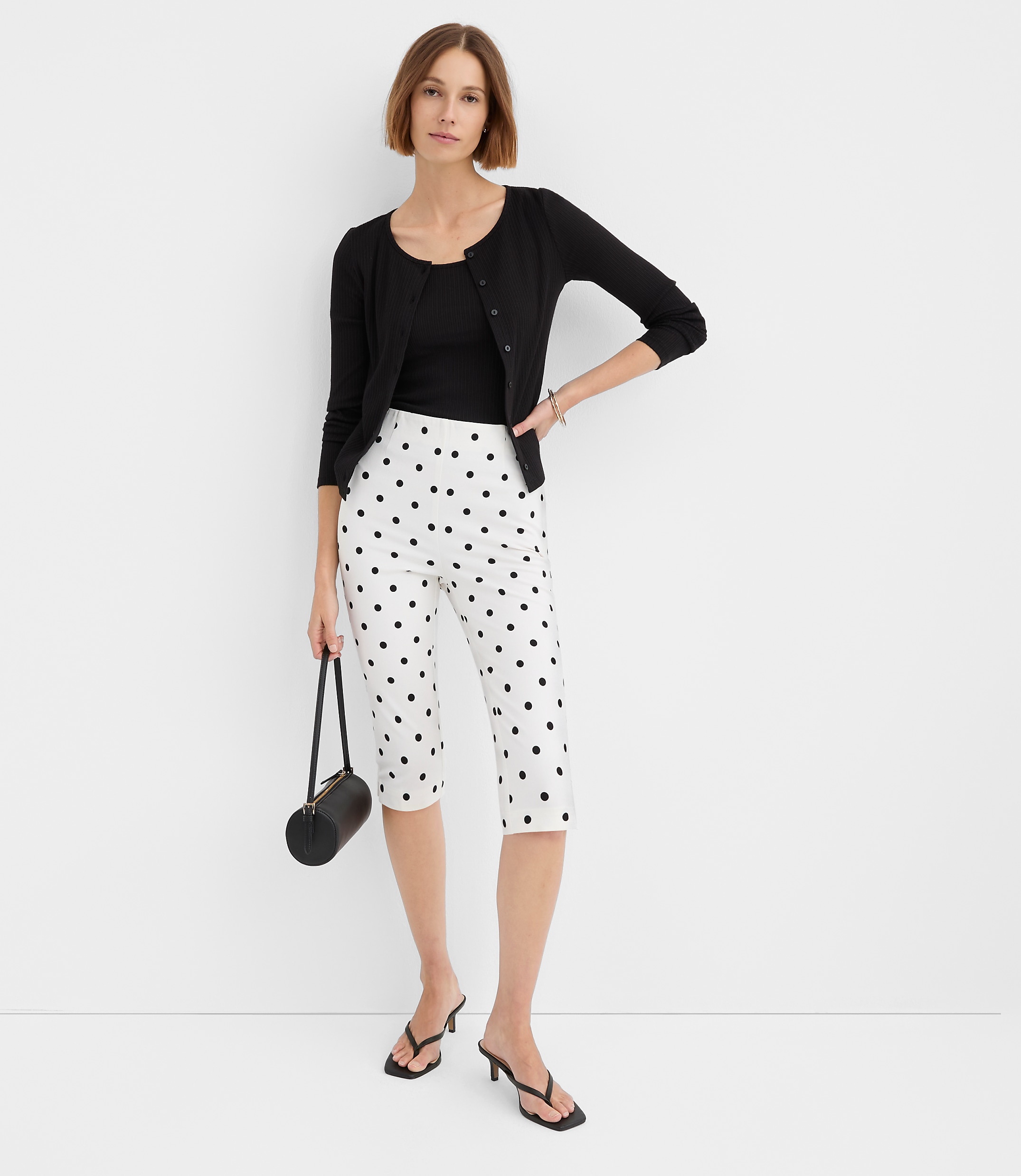 Petite Slim Crop Pants in Dotted Bi-Stretch