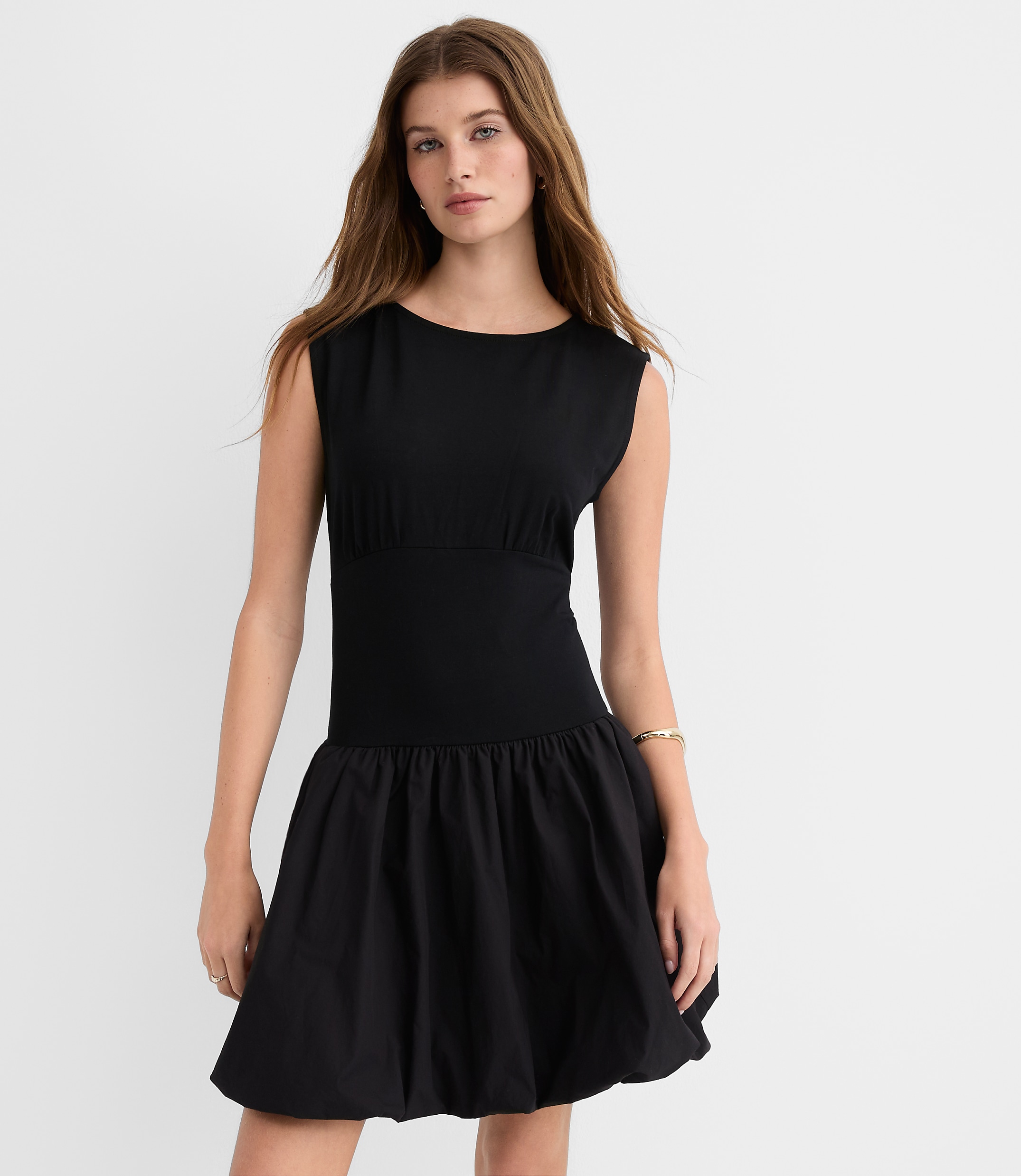 Petite Mixed Media Bubble Dress