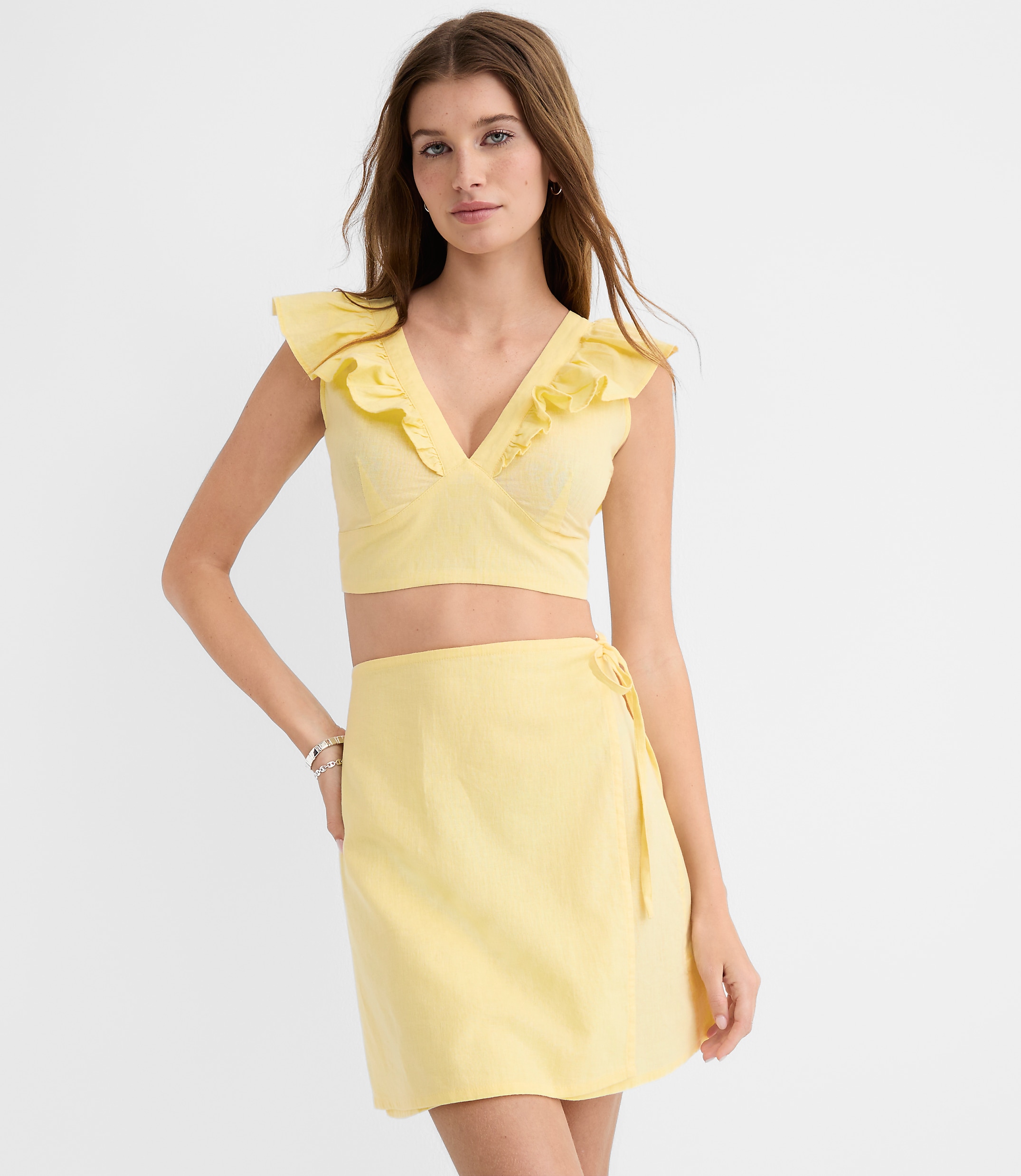 LOFT Beach Linen Cotton Mini Wrap Skirt