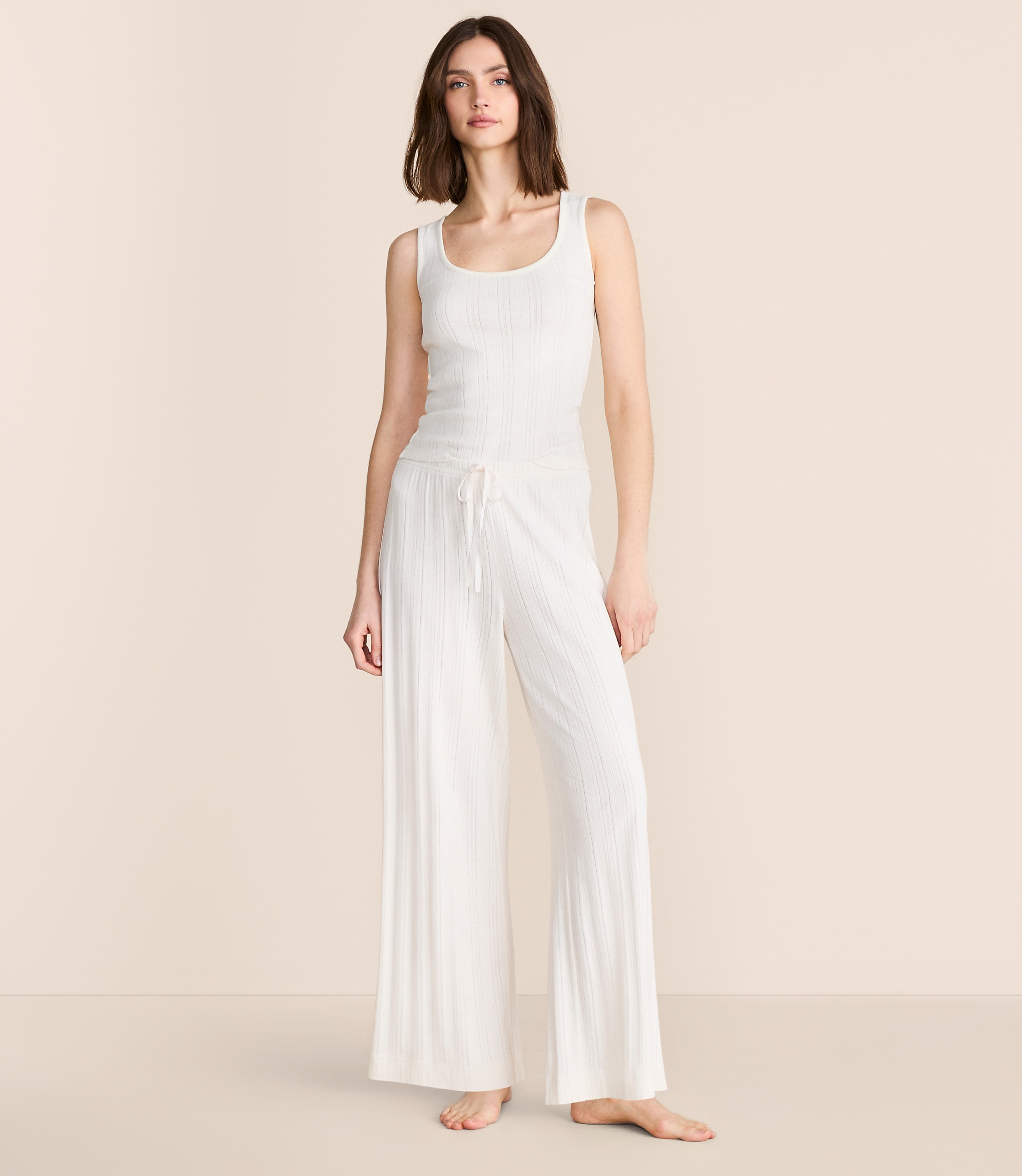 Lou & Grey Pointelle Striped Wide Leg Pajama Pants