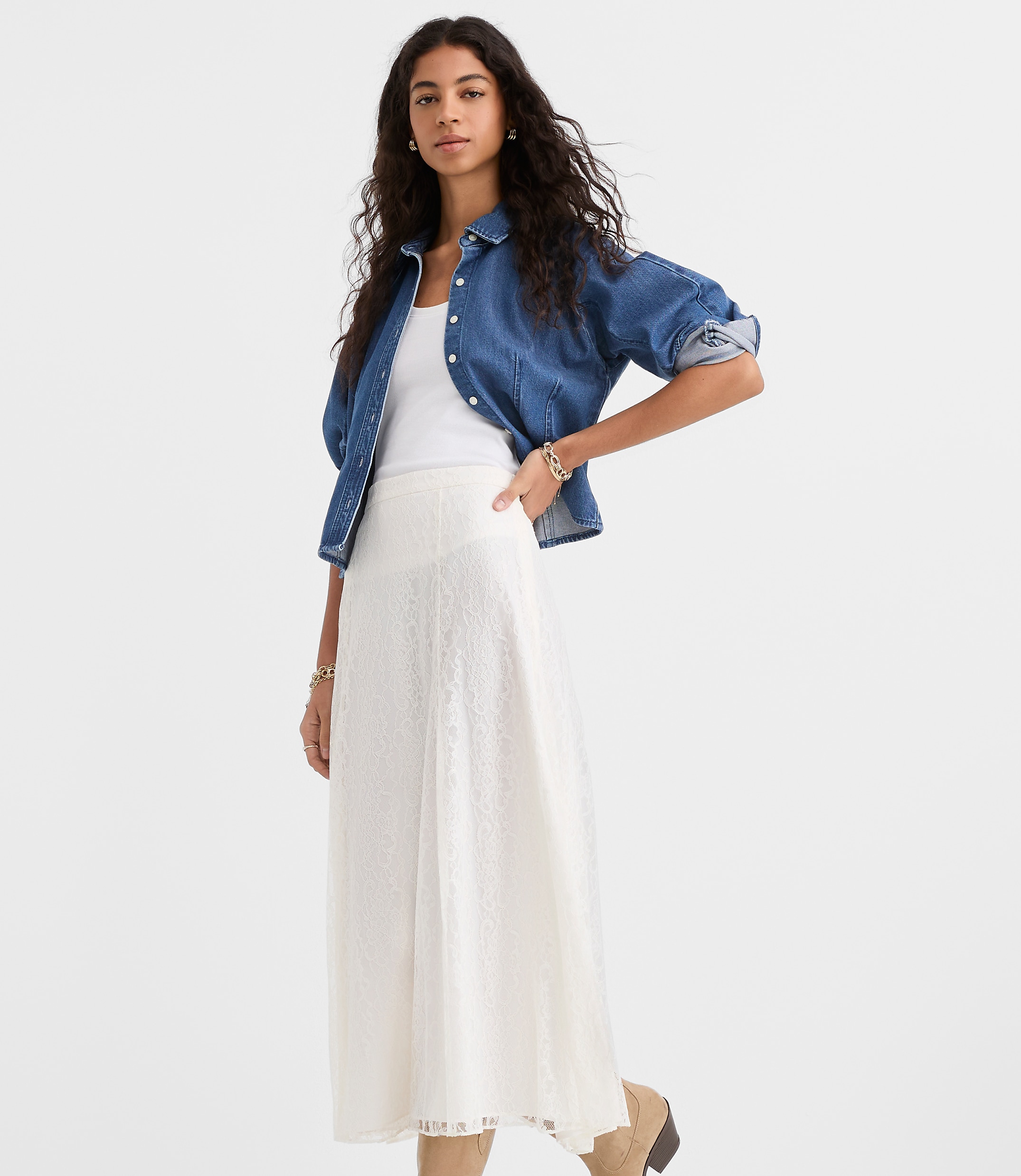 Petite Floral Lace Maxi Skirt