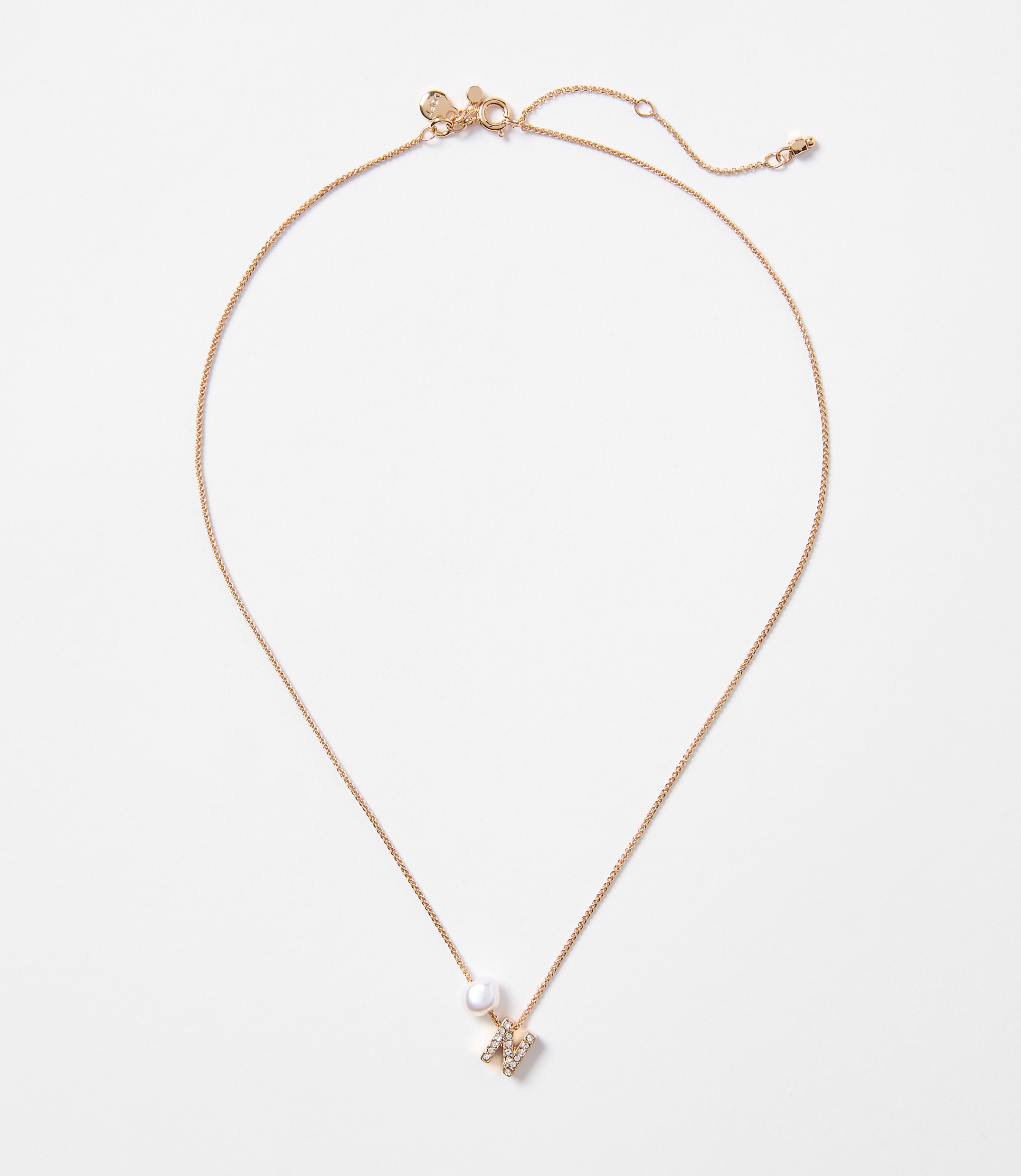 Pearlized Pave Initial Necklace