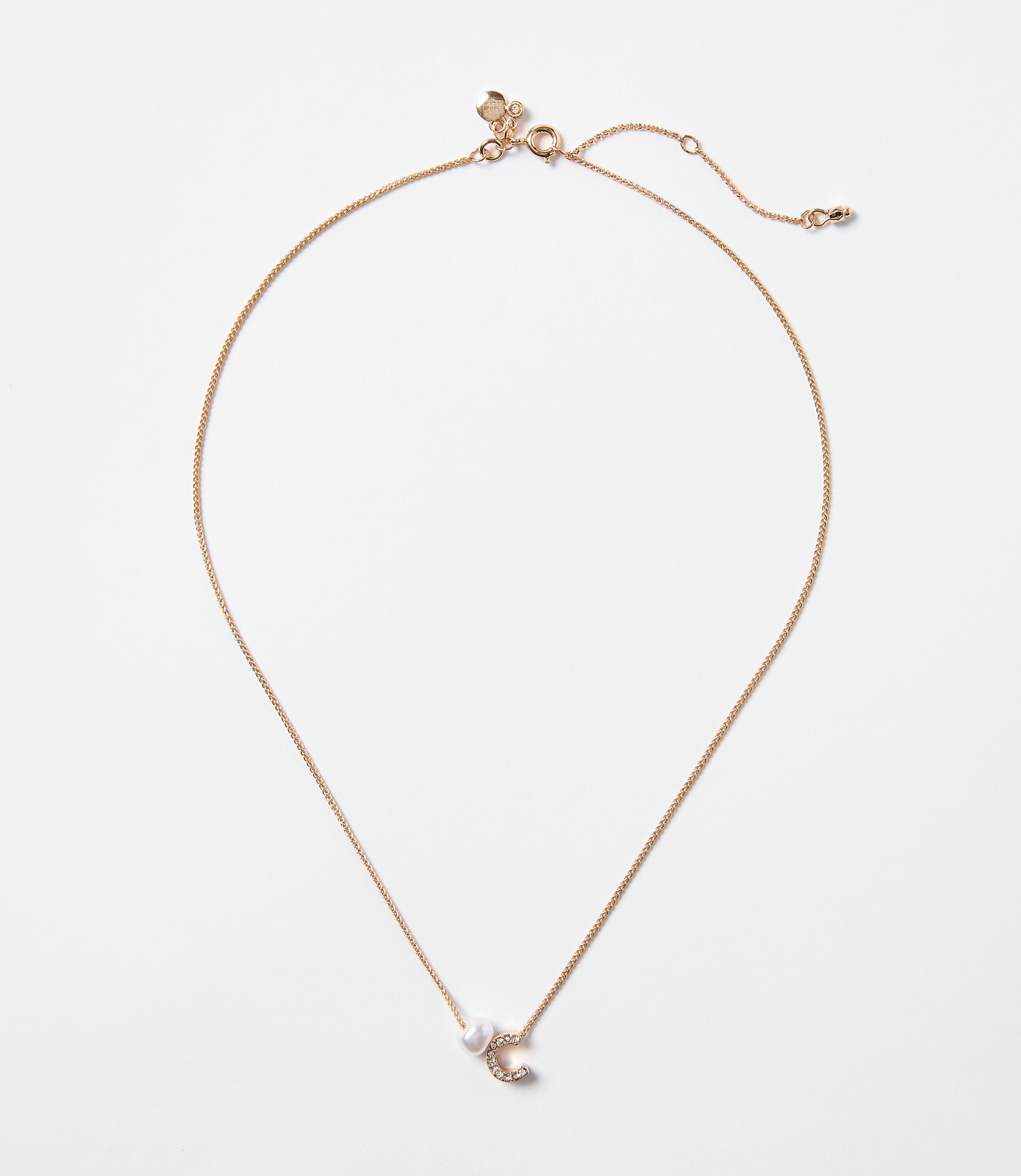 Pearlized Pave Initial Necklace