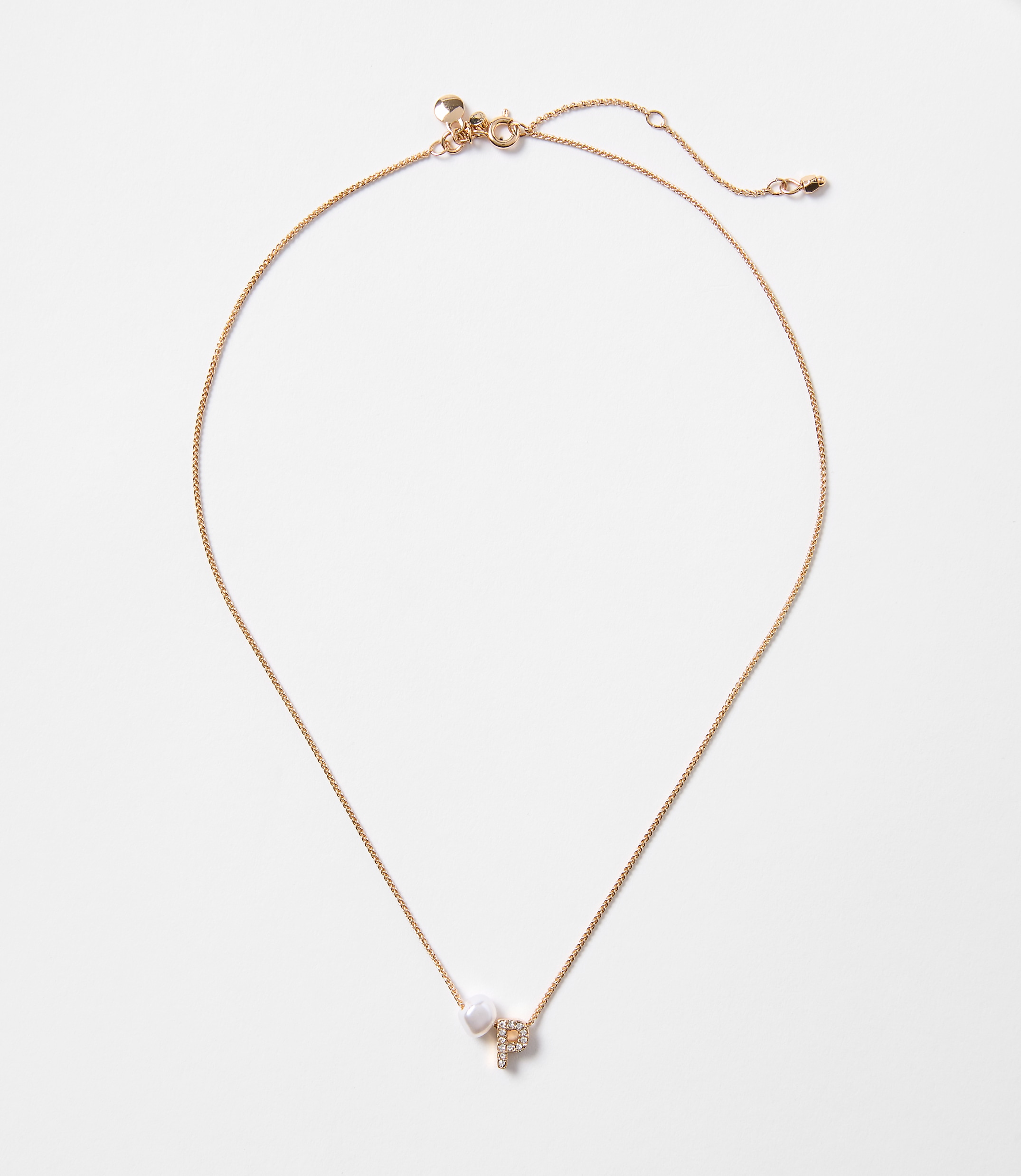 Pearlized Pave Initial Necklace