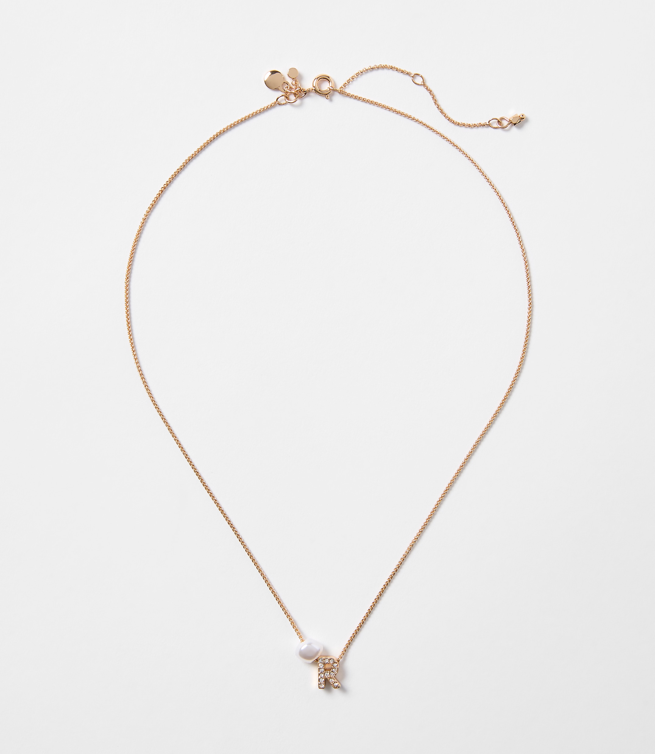 Pearlized Pave Initial Necklace