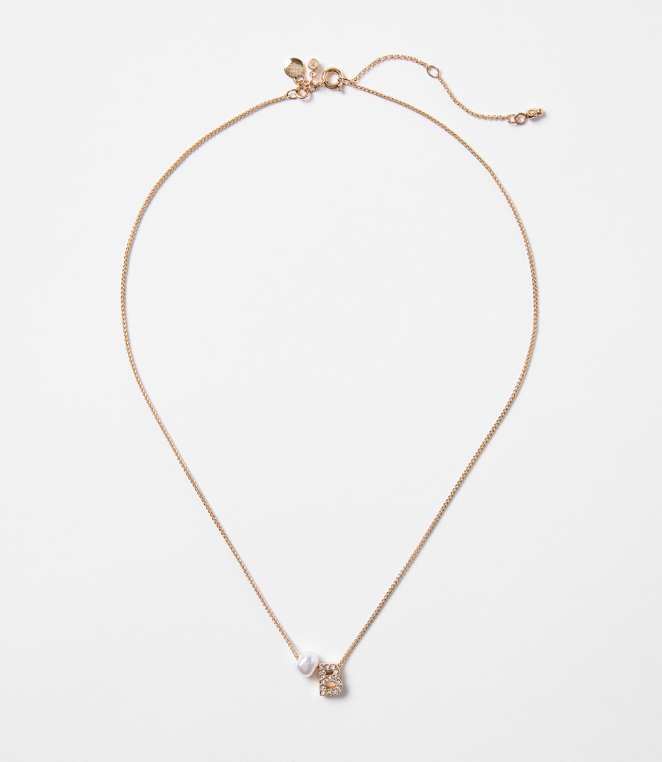 Pearlized Pave Initial Necklace