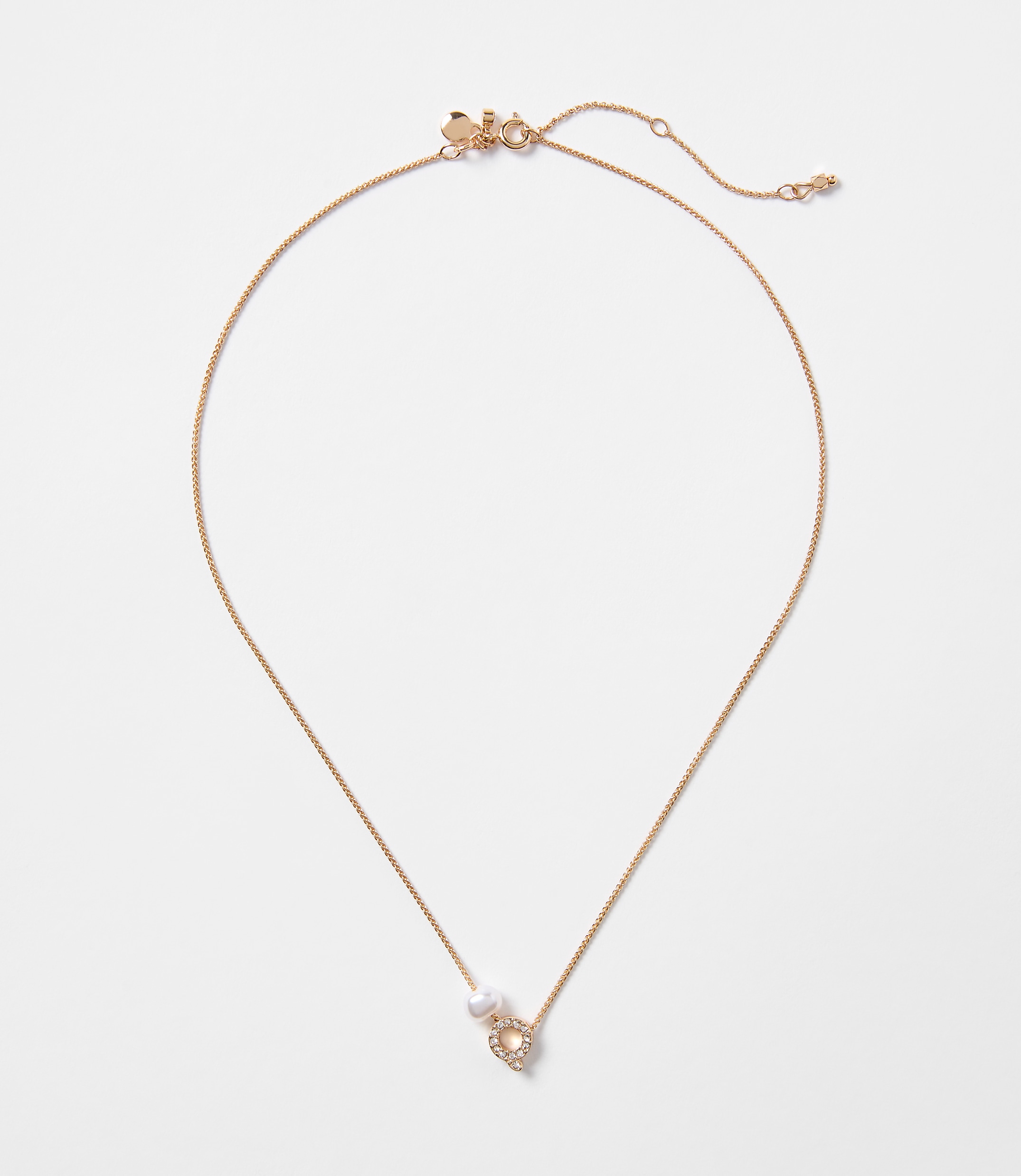 Pearlized Pave Initial Necklace