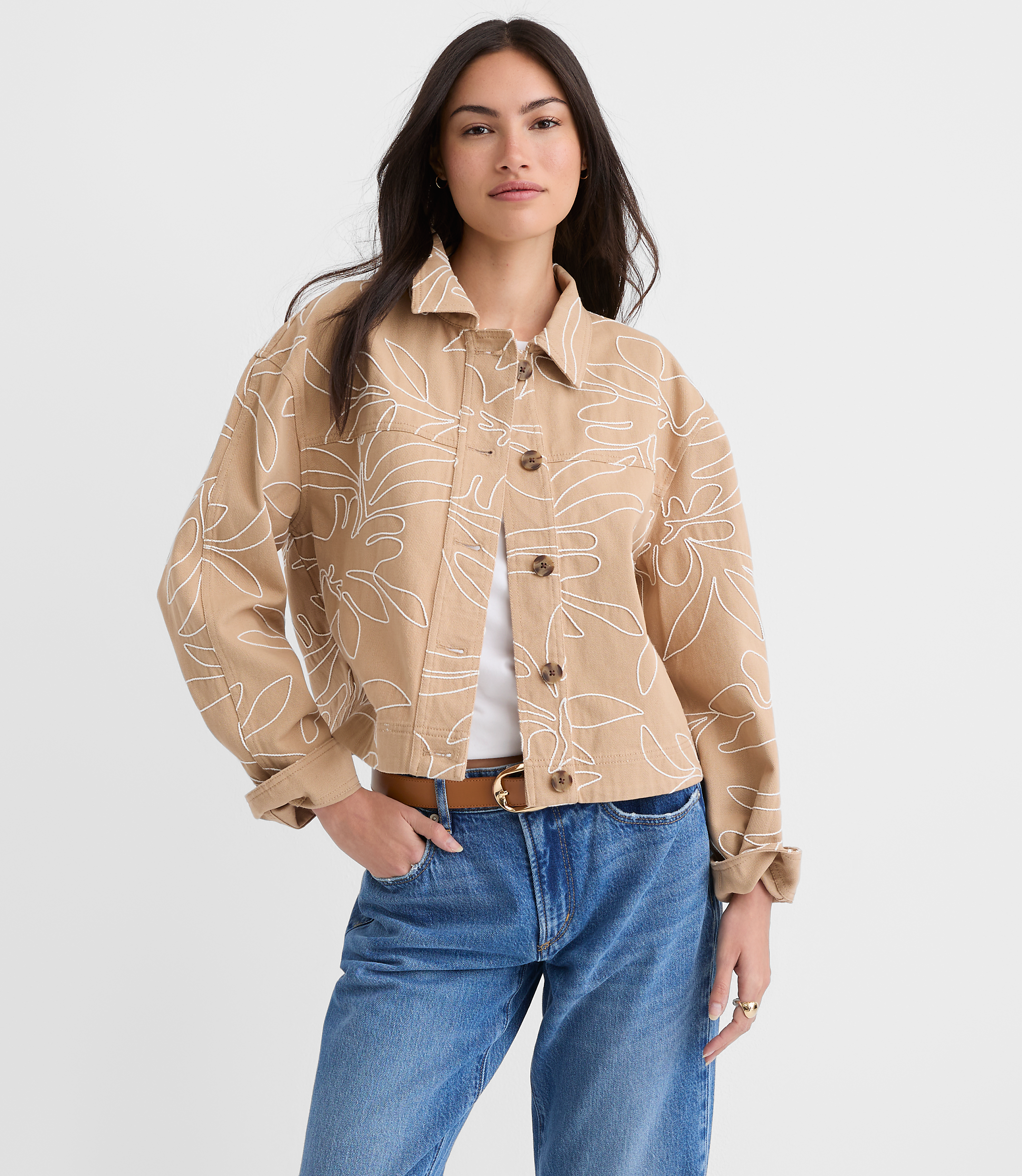 Floral Embroidered Twill Jacket