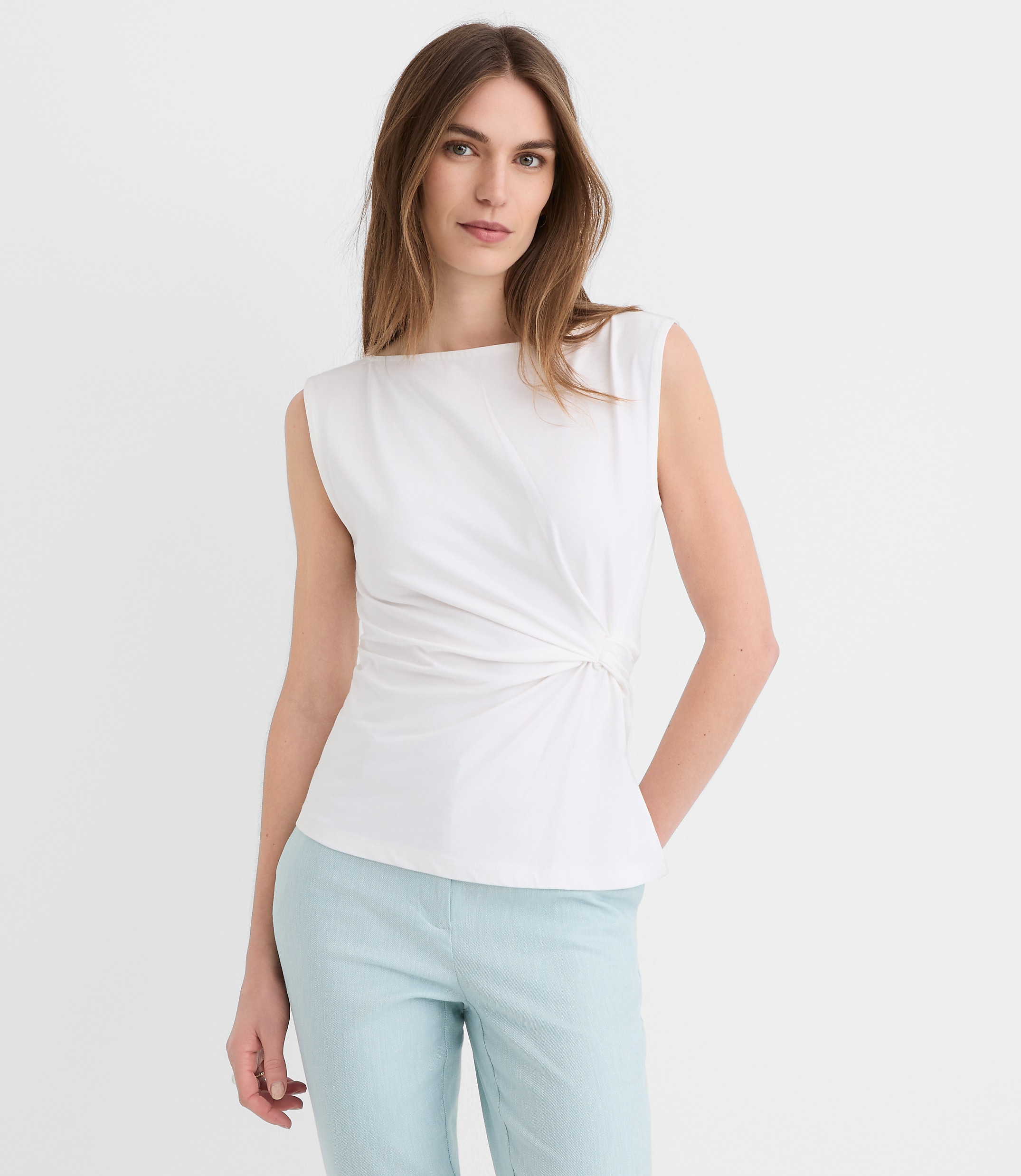 Petite Knotted Boatneck Top