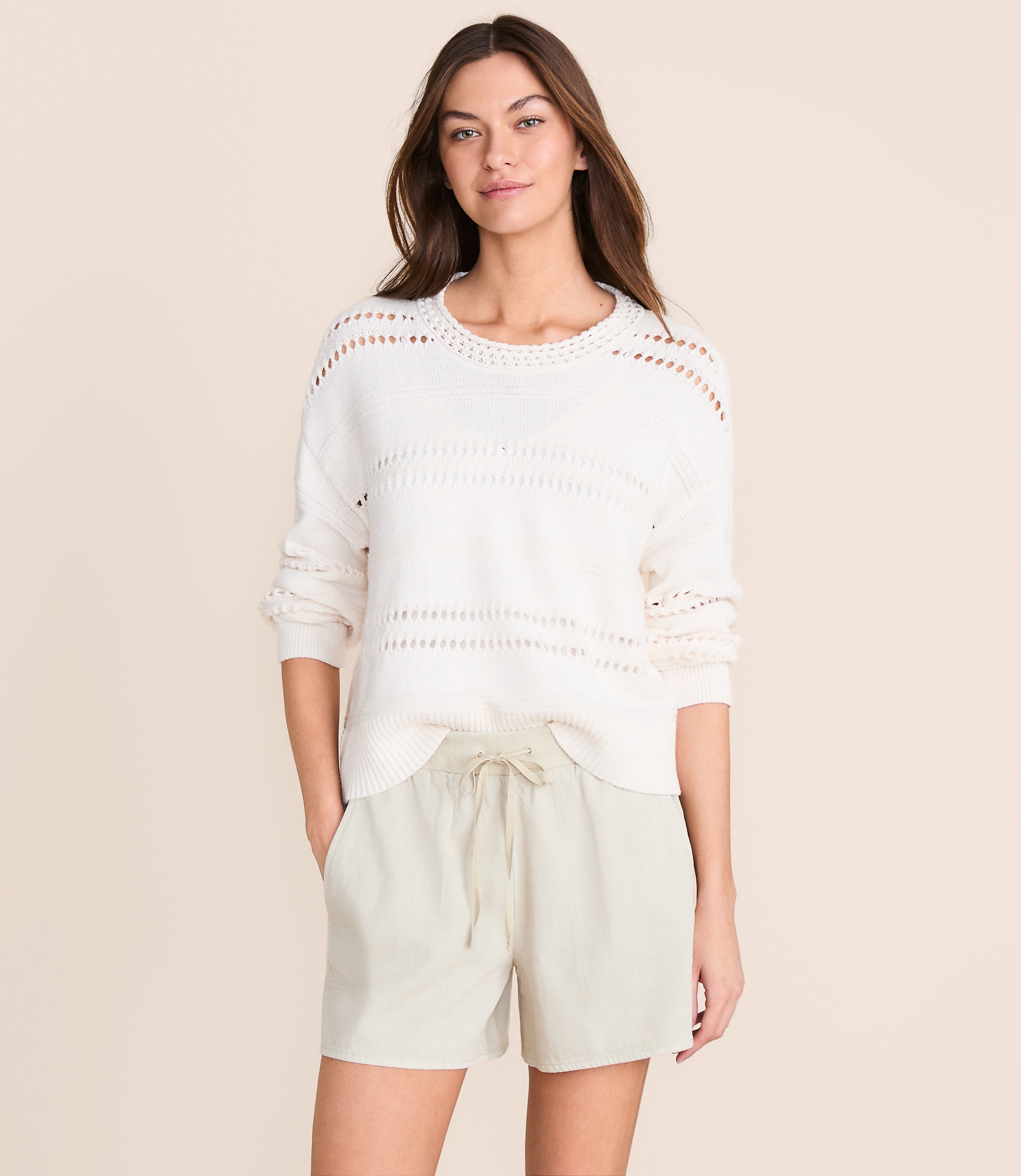 Petite Lou & Grey Pointelle Striped Sweater