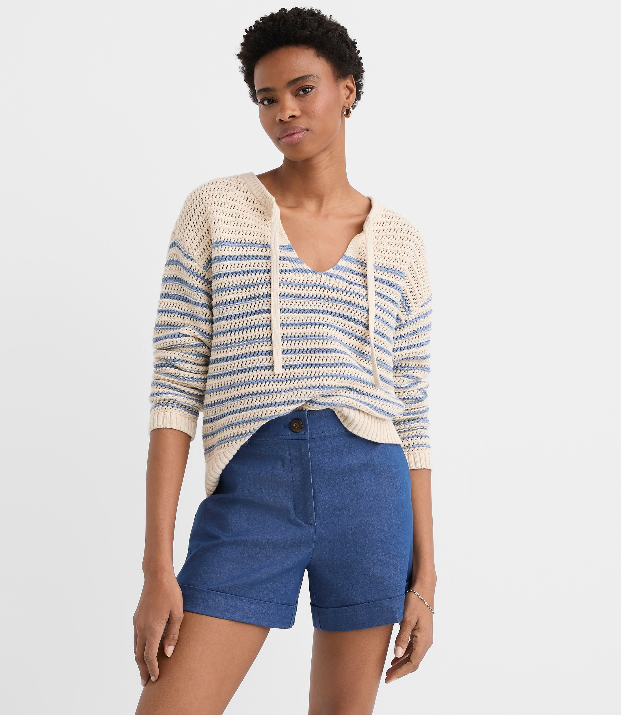 Petite Cuffed Shorts in Refined Denim